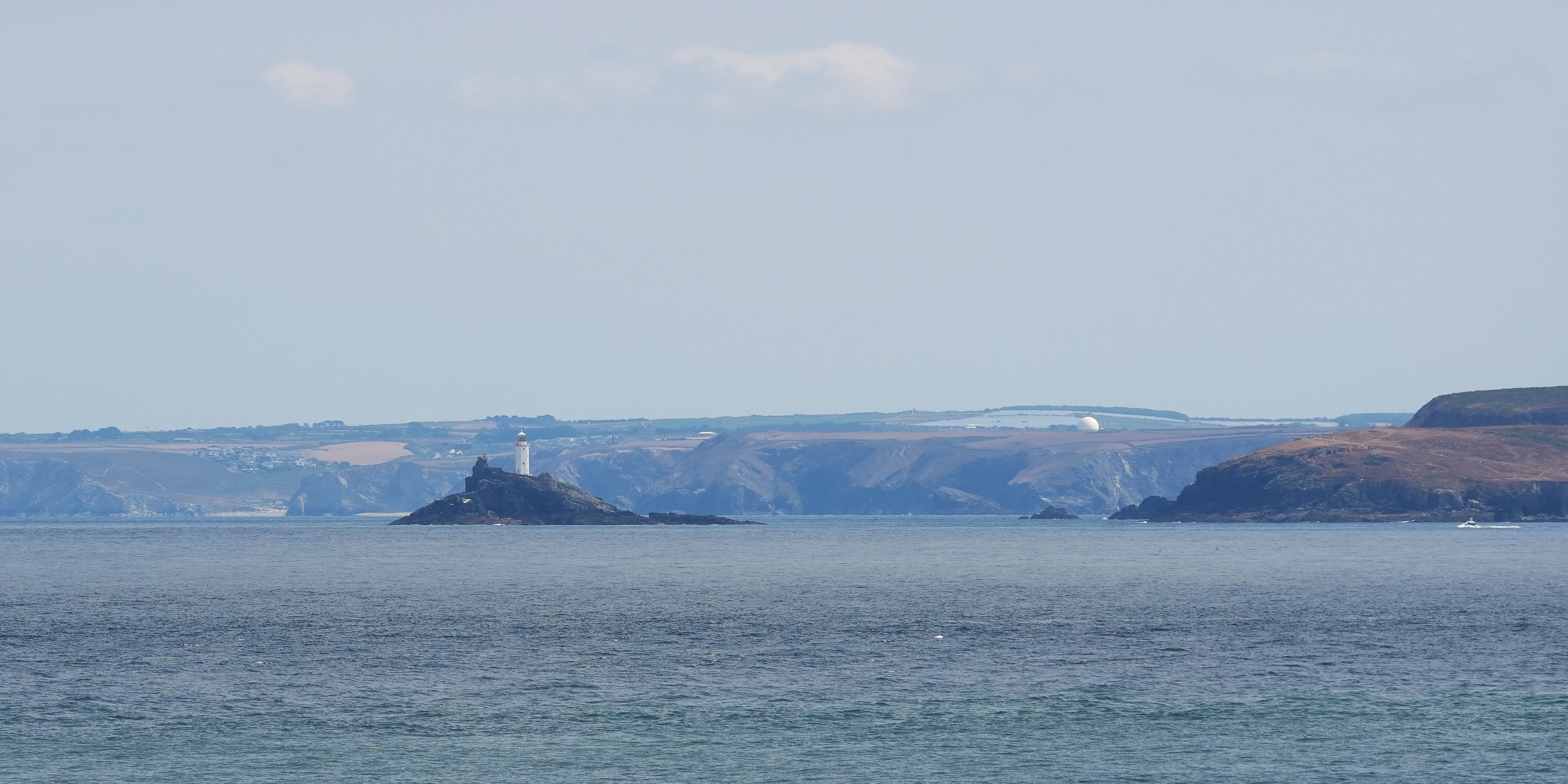 Godrevy Lighthouse, from St Ives, Cornwall, UK — photo by Jim Bennett
