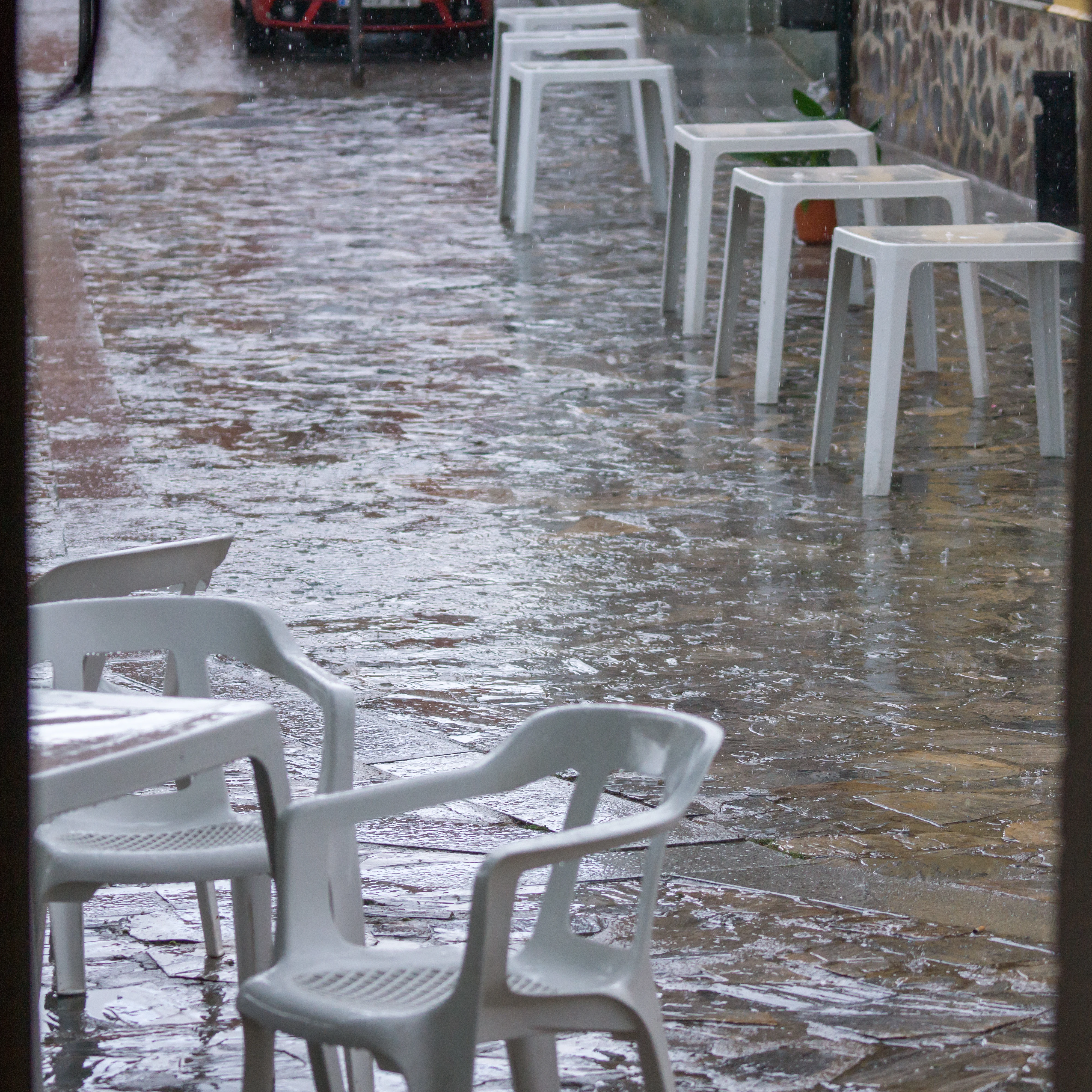 Rain, Santa Marta de Magasca, Extremadura, Spain — photo by Jim Bennett
