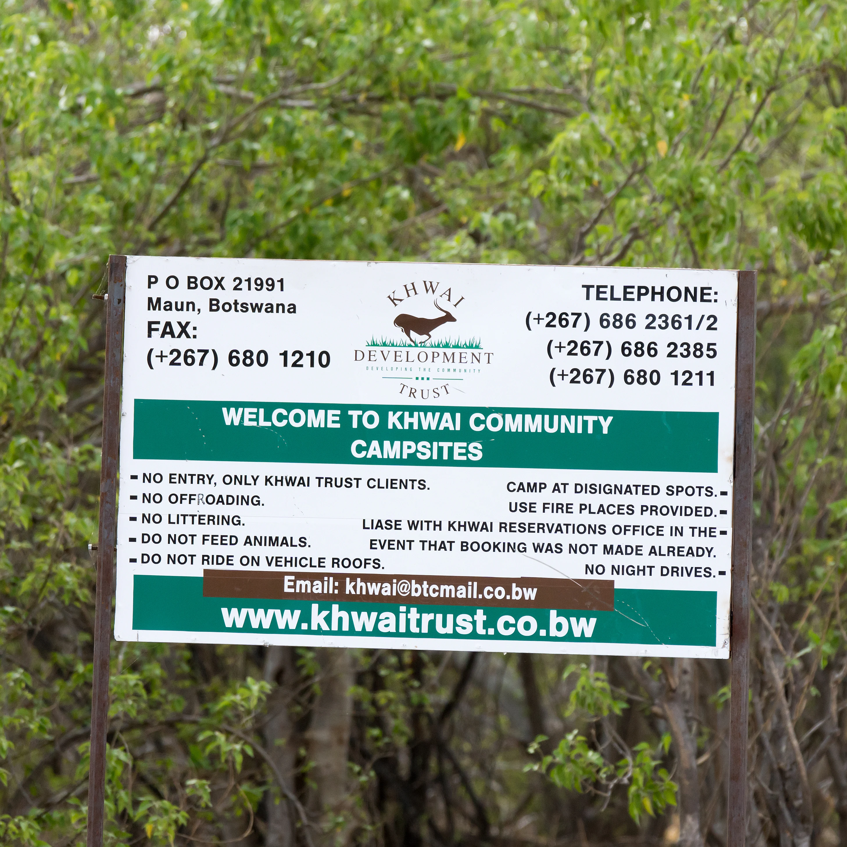 Khwai signpost, near Khwai, Botswana — photo by Jim Bennett