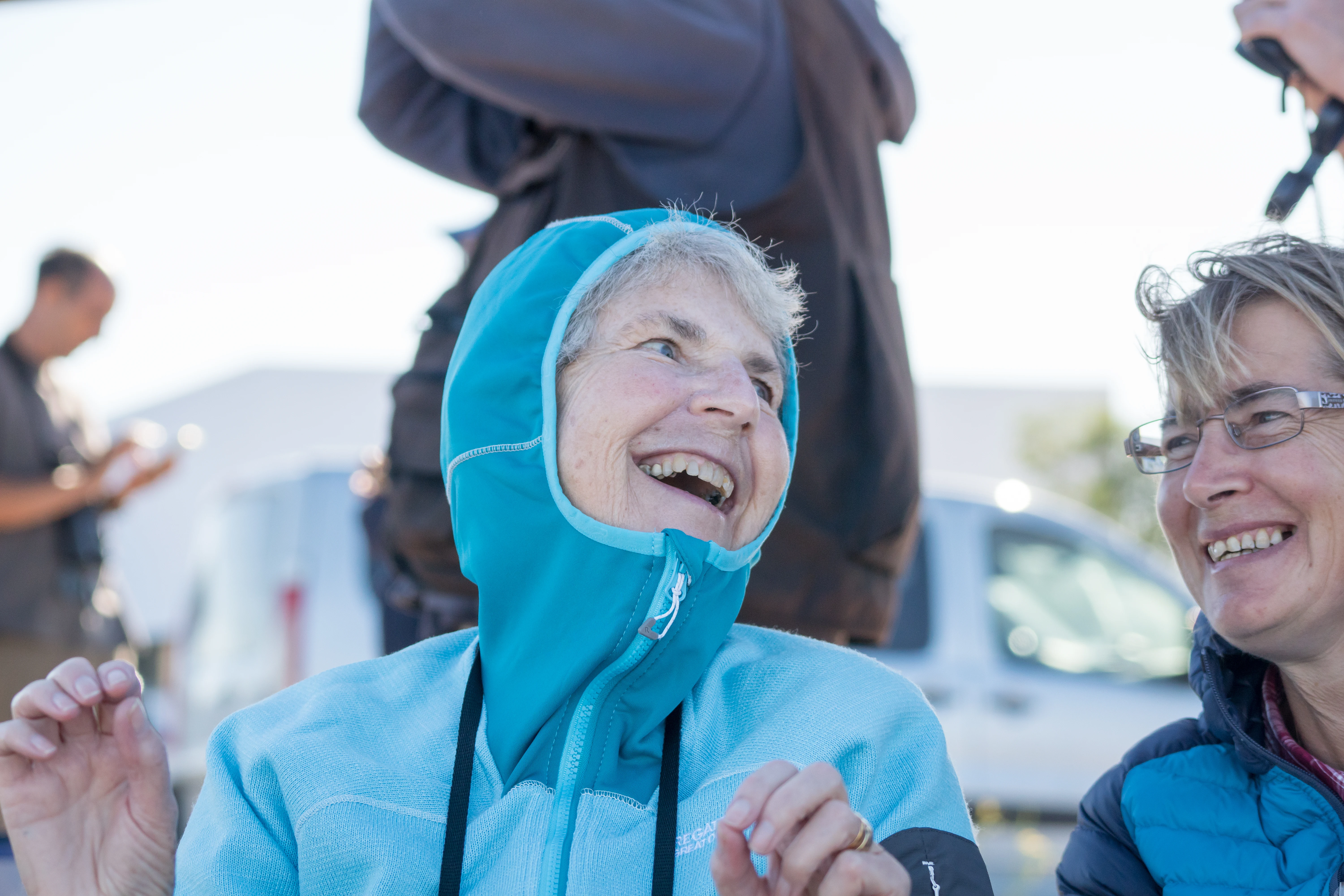 Ann & Julie, Cazalla watchpoint, Spain — photo by Jim Bennett