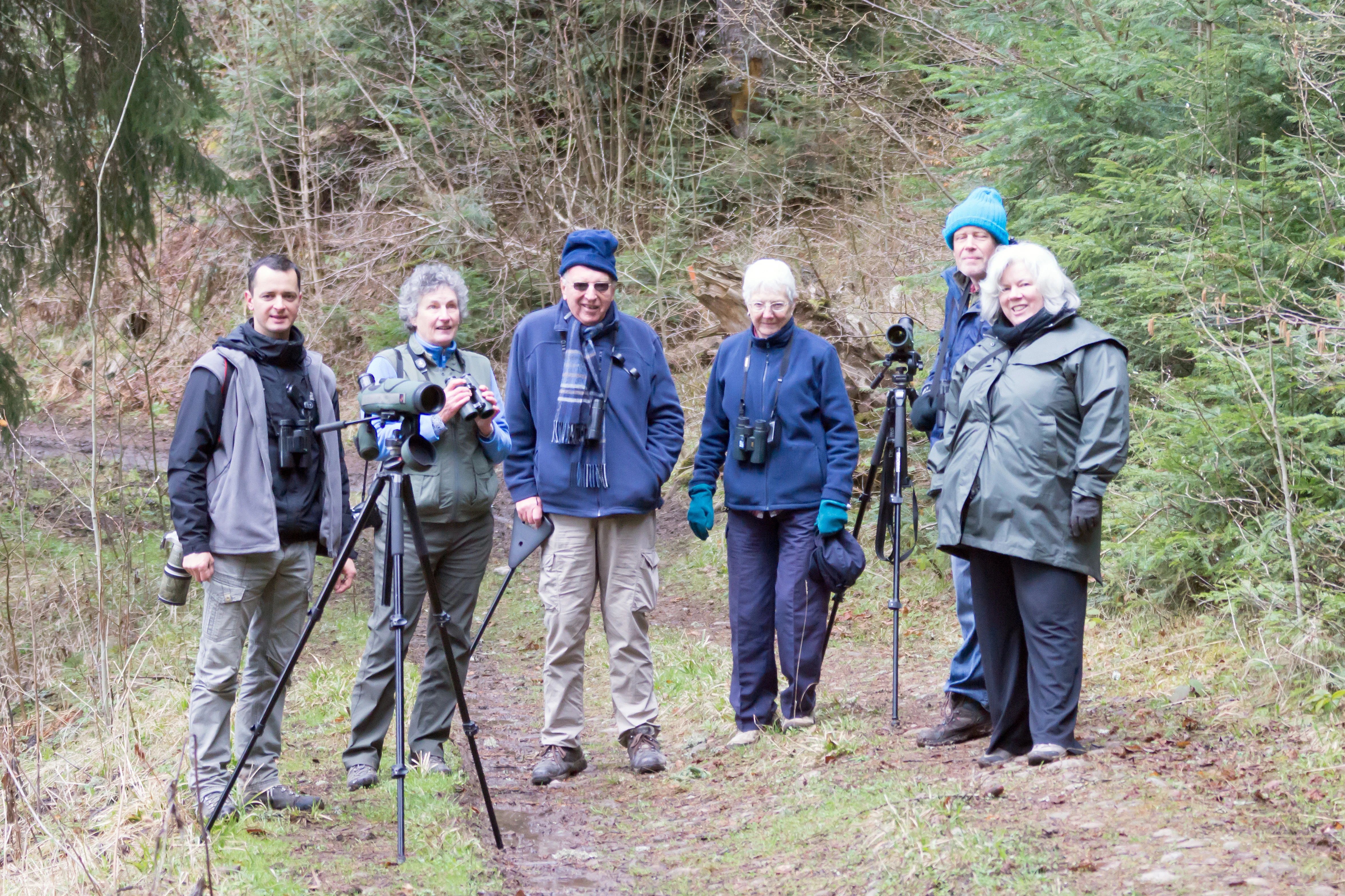 Zoltan, Anne, Tim, Lorna, Andrew & Caroline, Suseni Woodland, Romania — photo by Jim Bennett