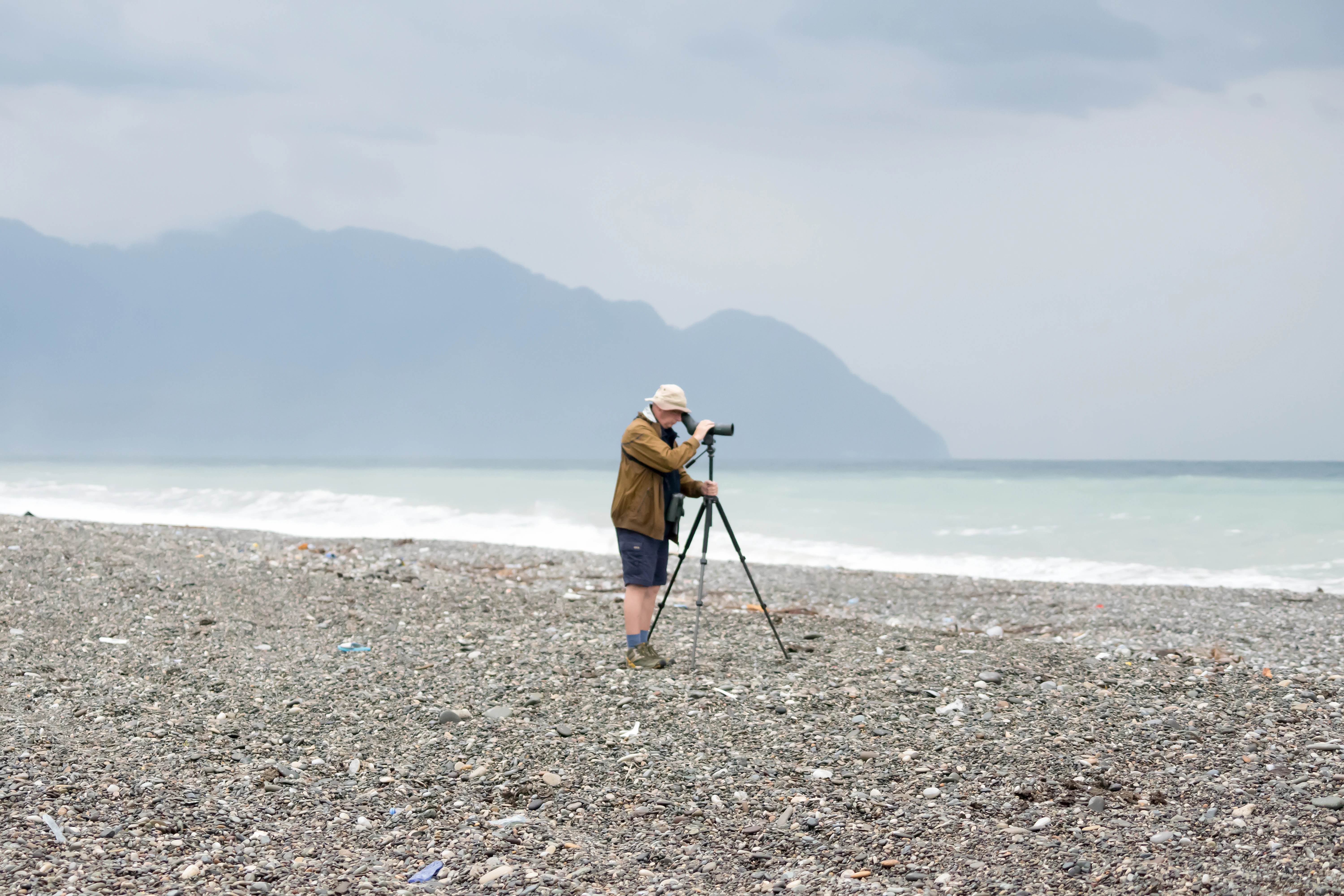Chris checking the sea, Chorokhi Delta, Georgia — photo by Jim Bennett
