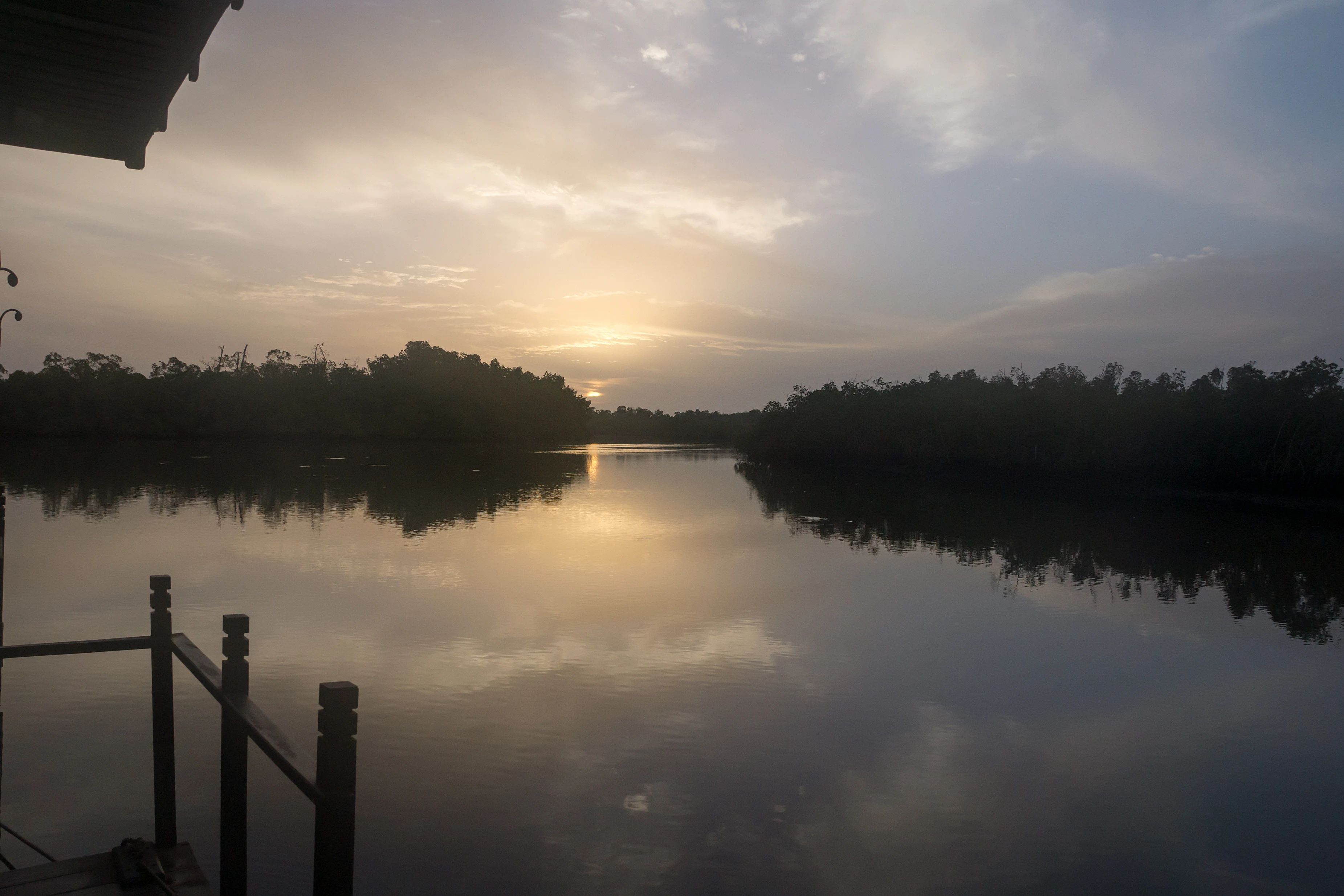 Dawn from our lodge, The Gambia — photo by Jim Bennett
