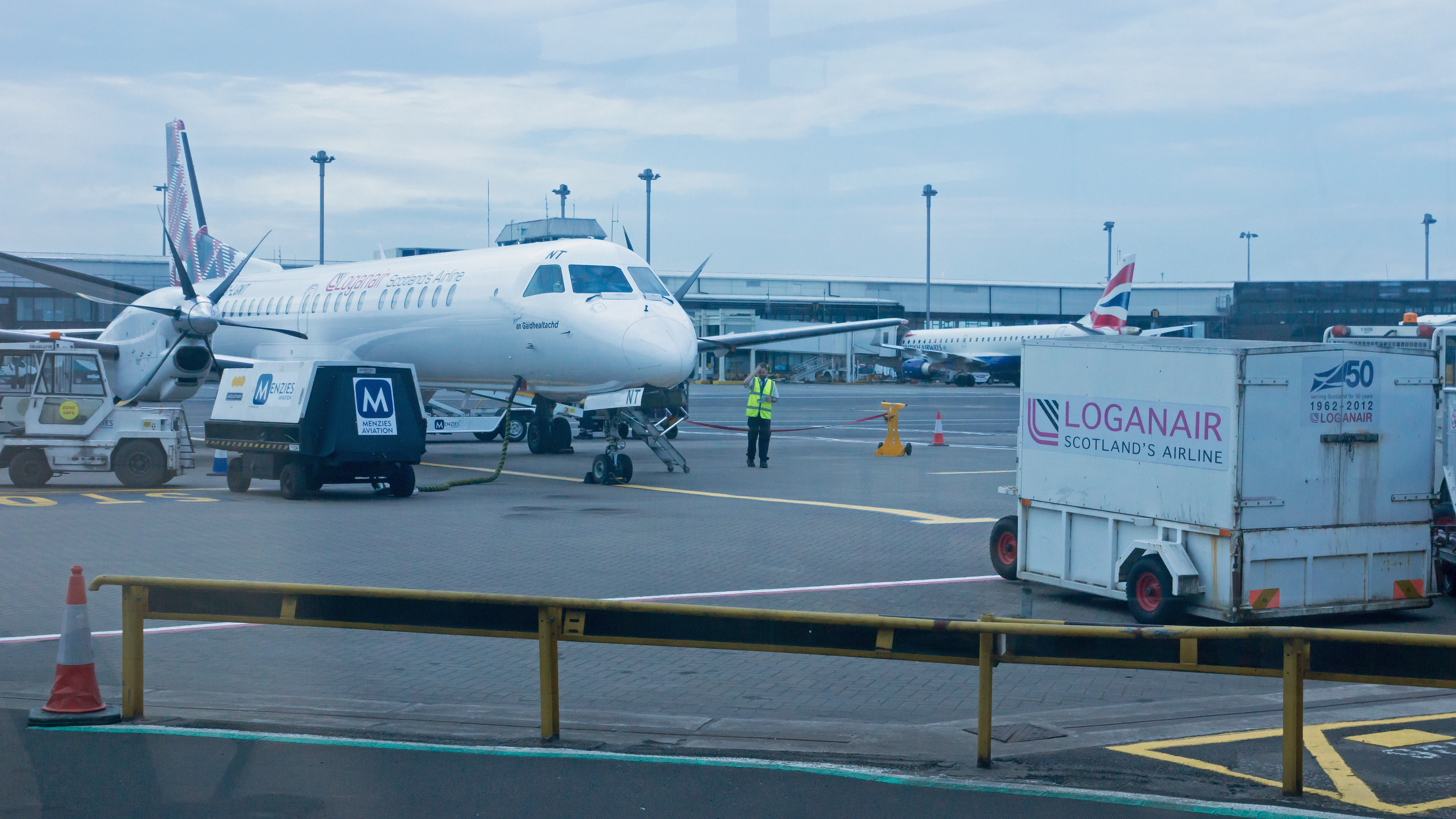 Our flight to Sumburgh, Scotland, UK — photo by Jim Bennett