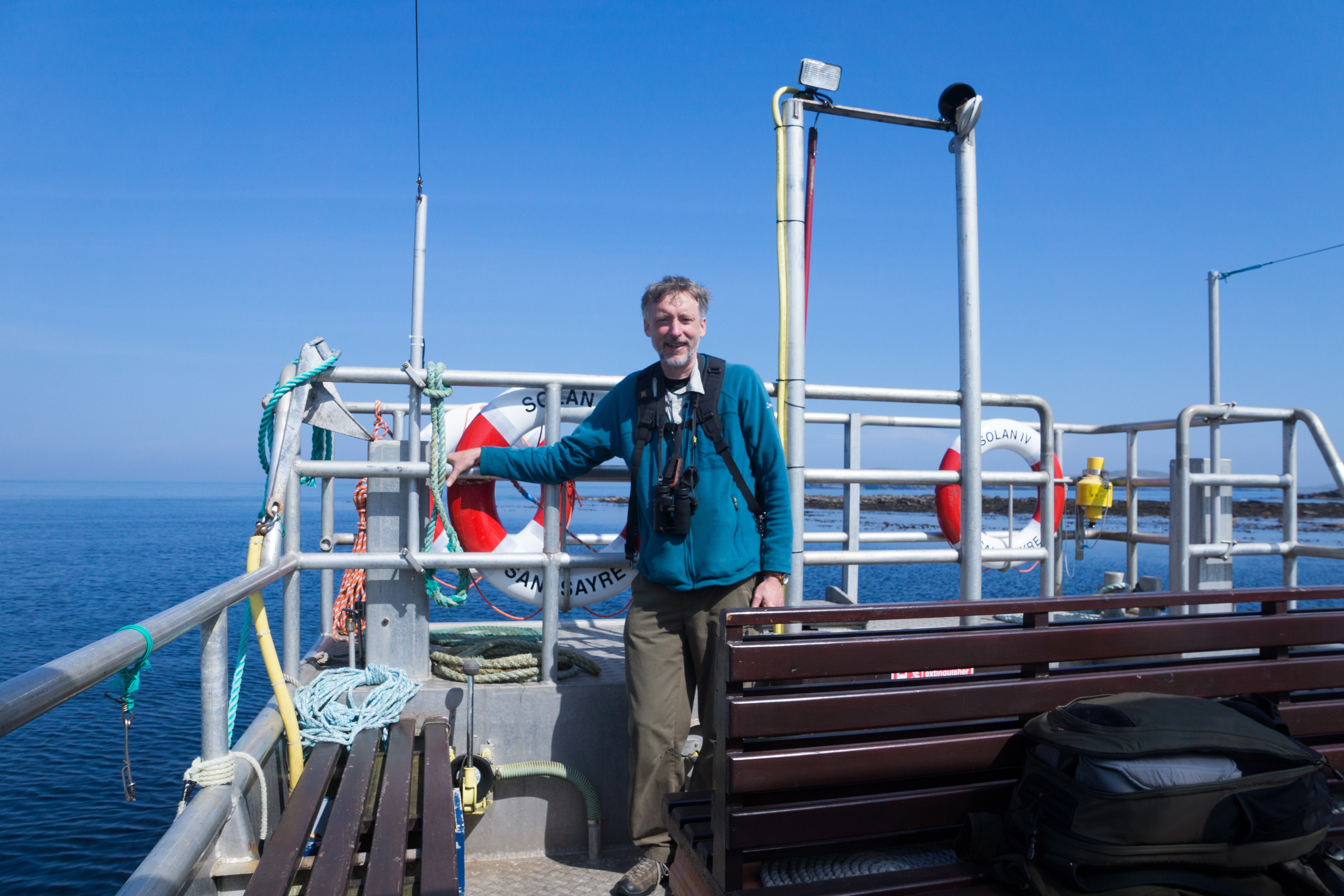 Jim on board the Mousa boat, Shetland, UK — photo by Jim Bennett