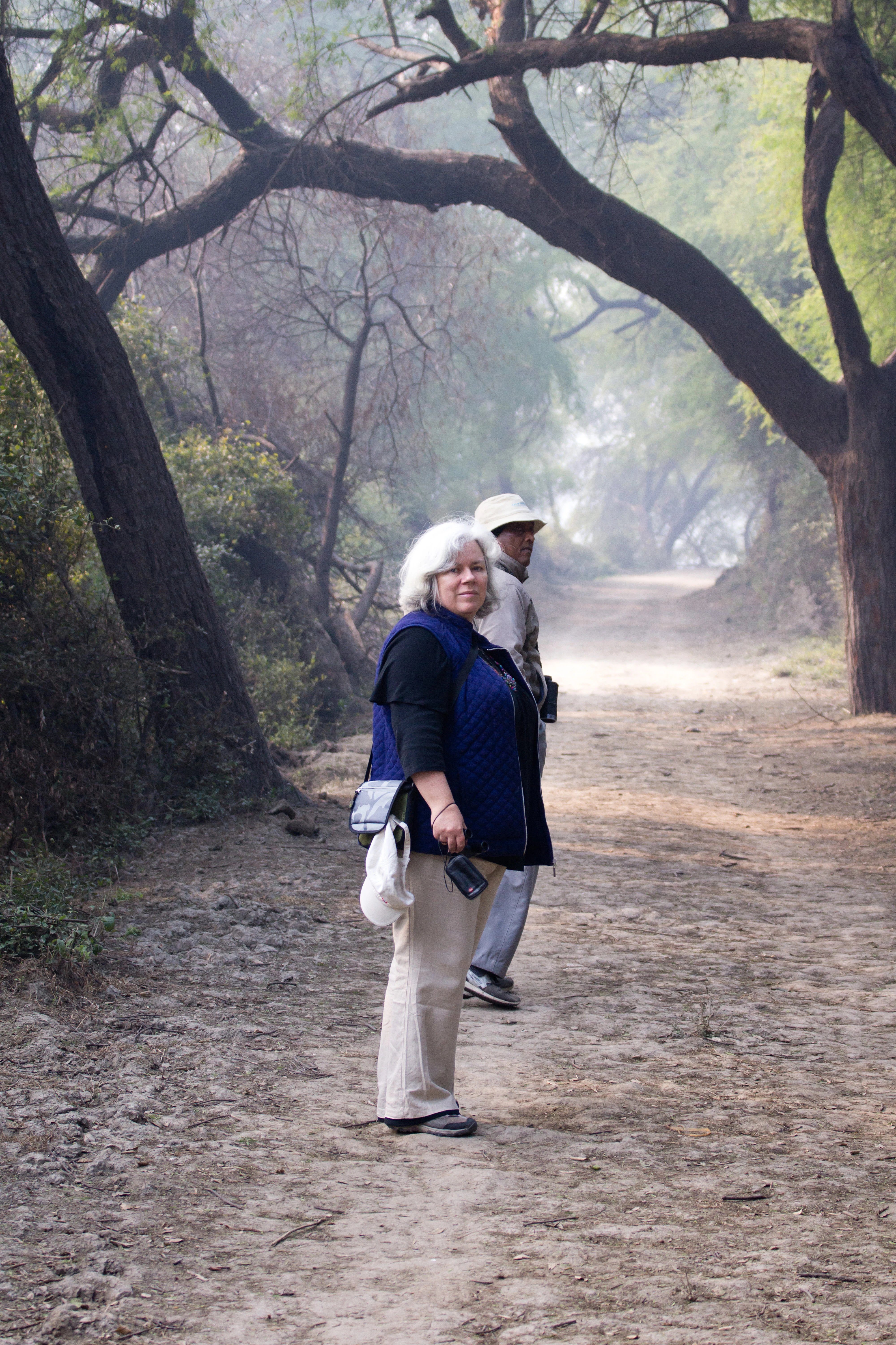 Caroline & D. D. Mittal our guide, Keoladeo National Park, Bharatpur, Rajasthan, India — photo by Jim Bennett