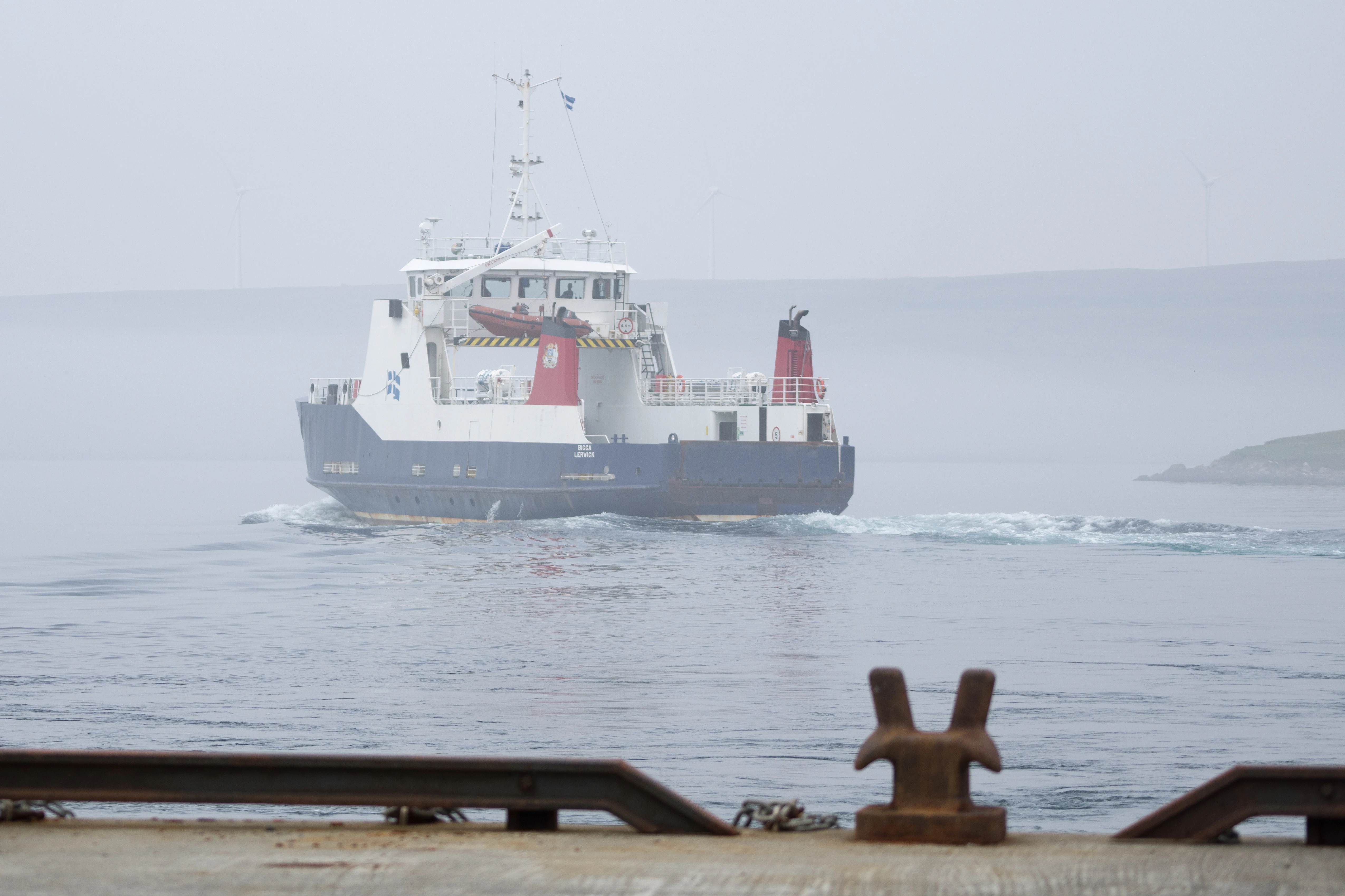 The Yell Ferry departs, Unst, UK — photo by Jim Bennett