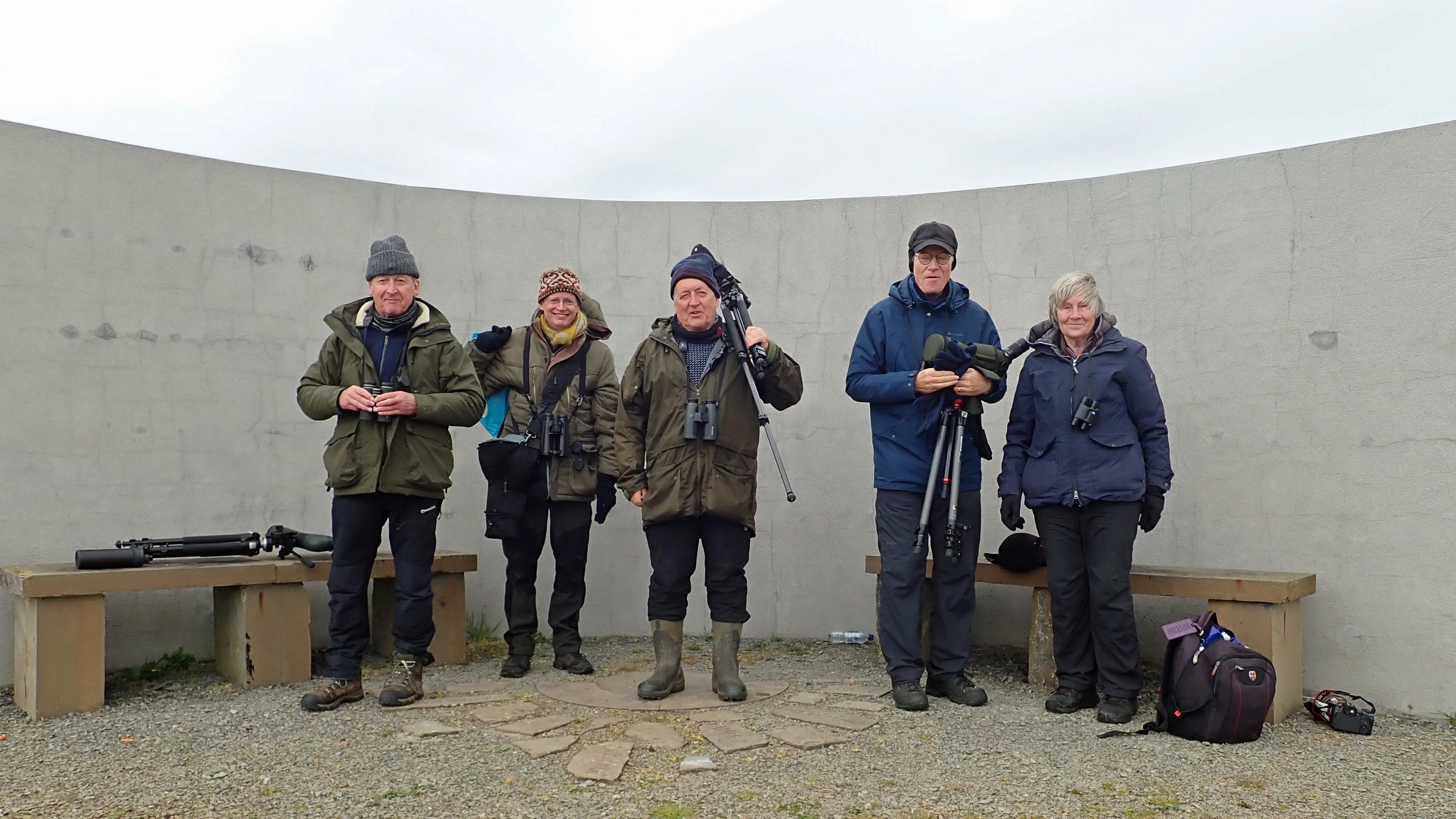 Tony, Adam, Steve Sankey, Ludvig & Elke, RSPB Loons reserve, Orkney, UK — photo by Jim Bennett