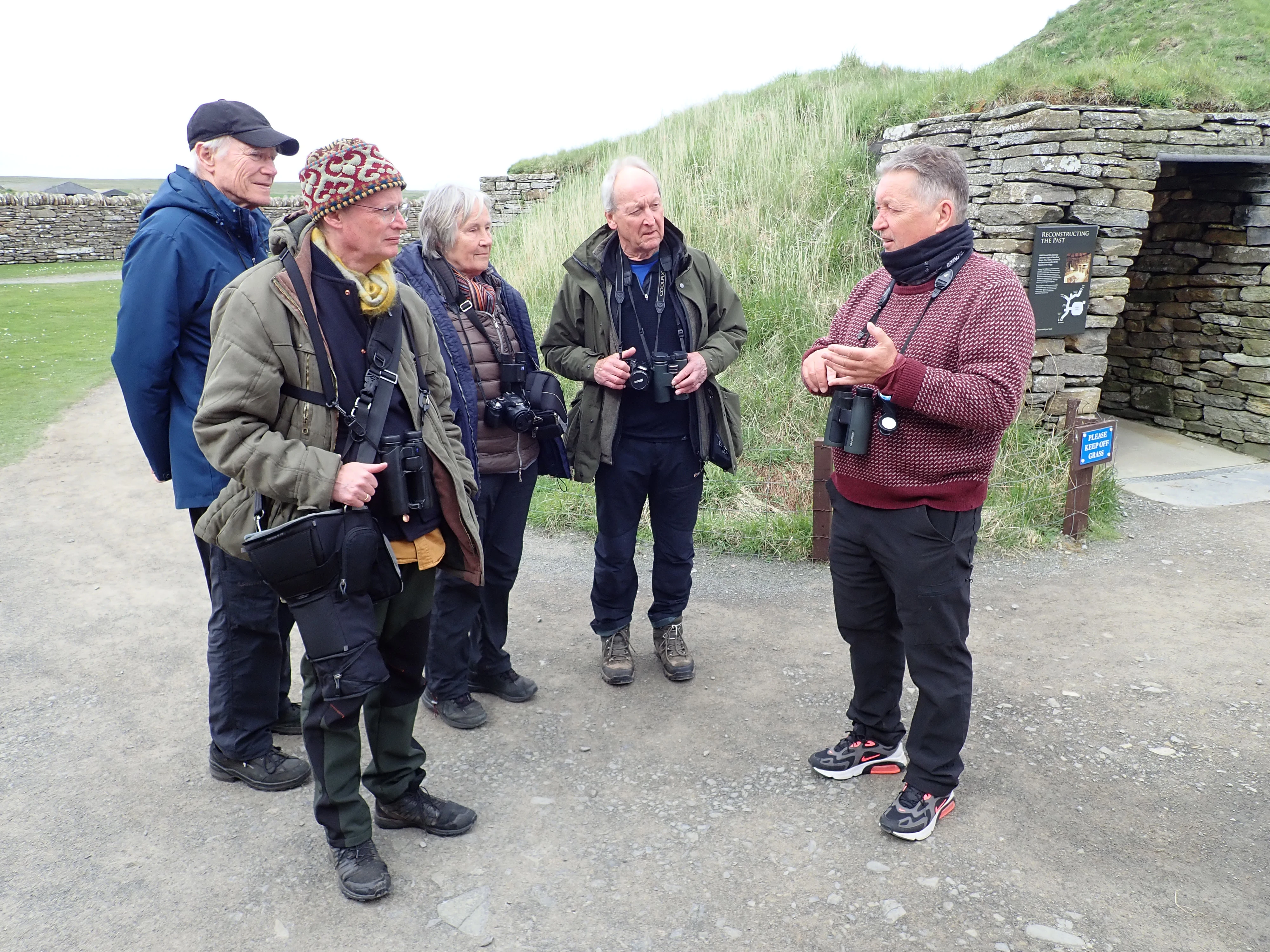 Ludwig, Adam, Elke Tony & Steve, Skara Brae, Orkney, UK — photo by Jim Bennett