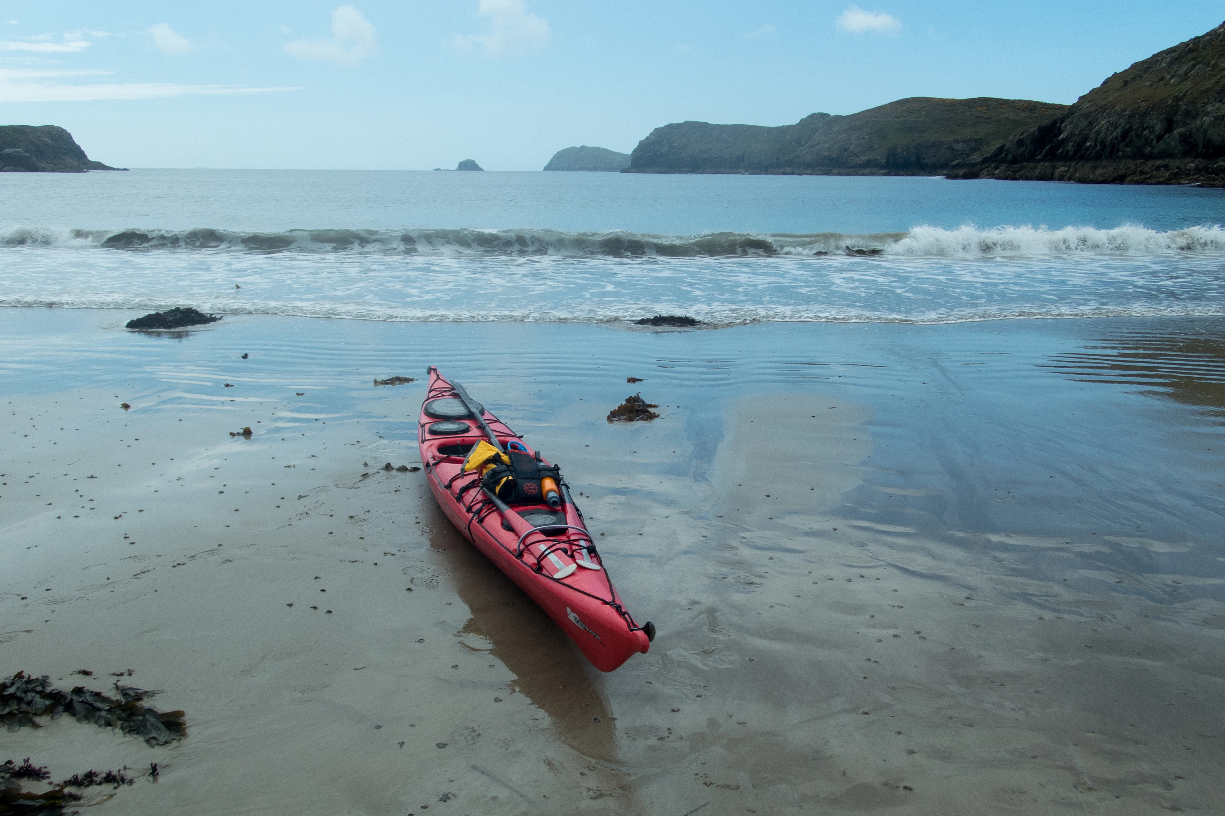 My boat for the day, Porthlysgi Bay, Pembrokeshire, UK — photo by Jim Bennett