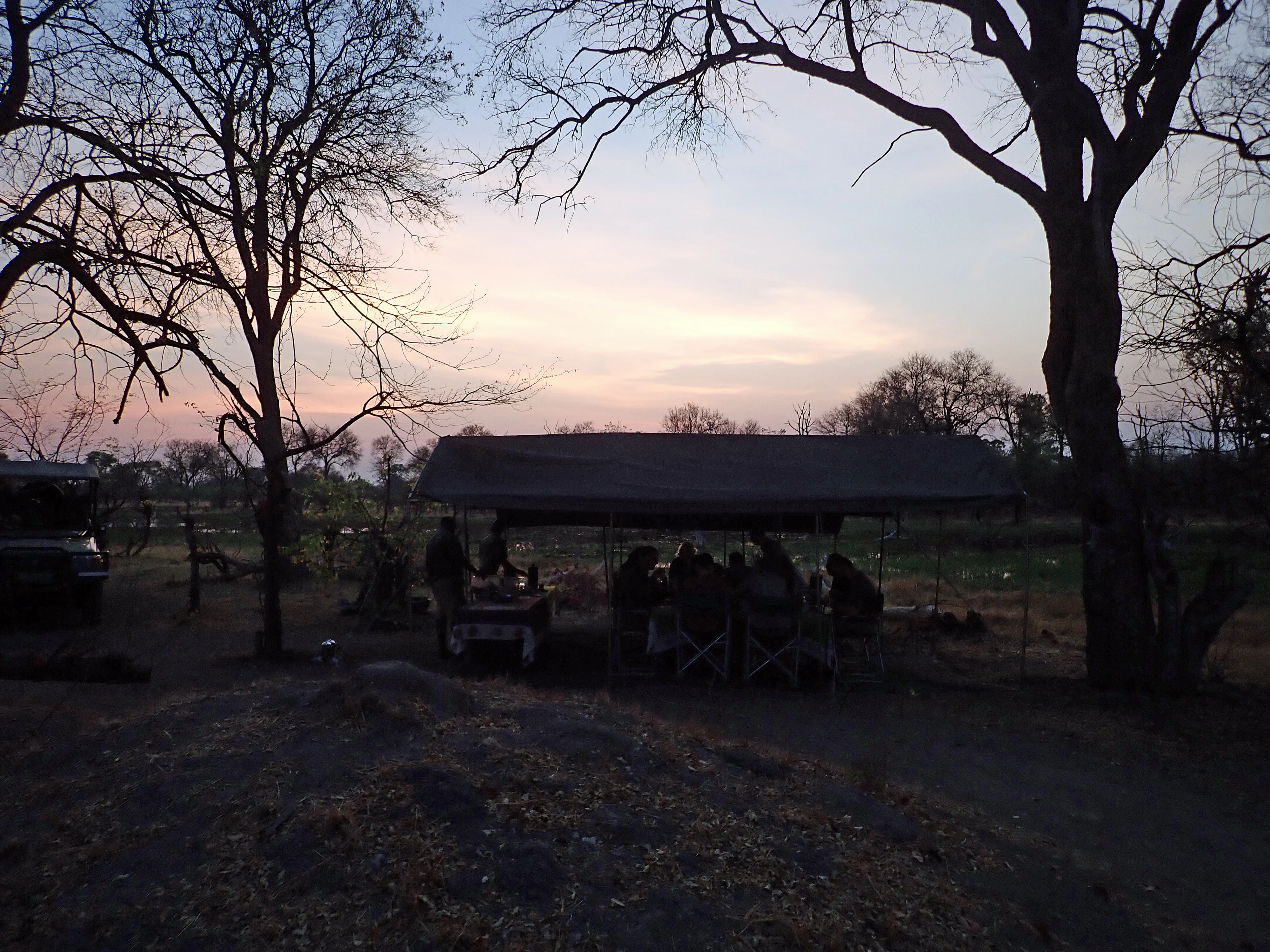 Dawn breakfast, Khwai campsite, Botswana — photo by Jim Bennett