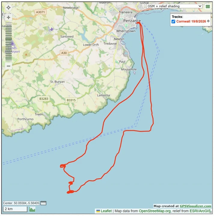 Pelagic trip from Penzance, Mounts Bay, Cornwall, UK — photo by Jim Bennett
