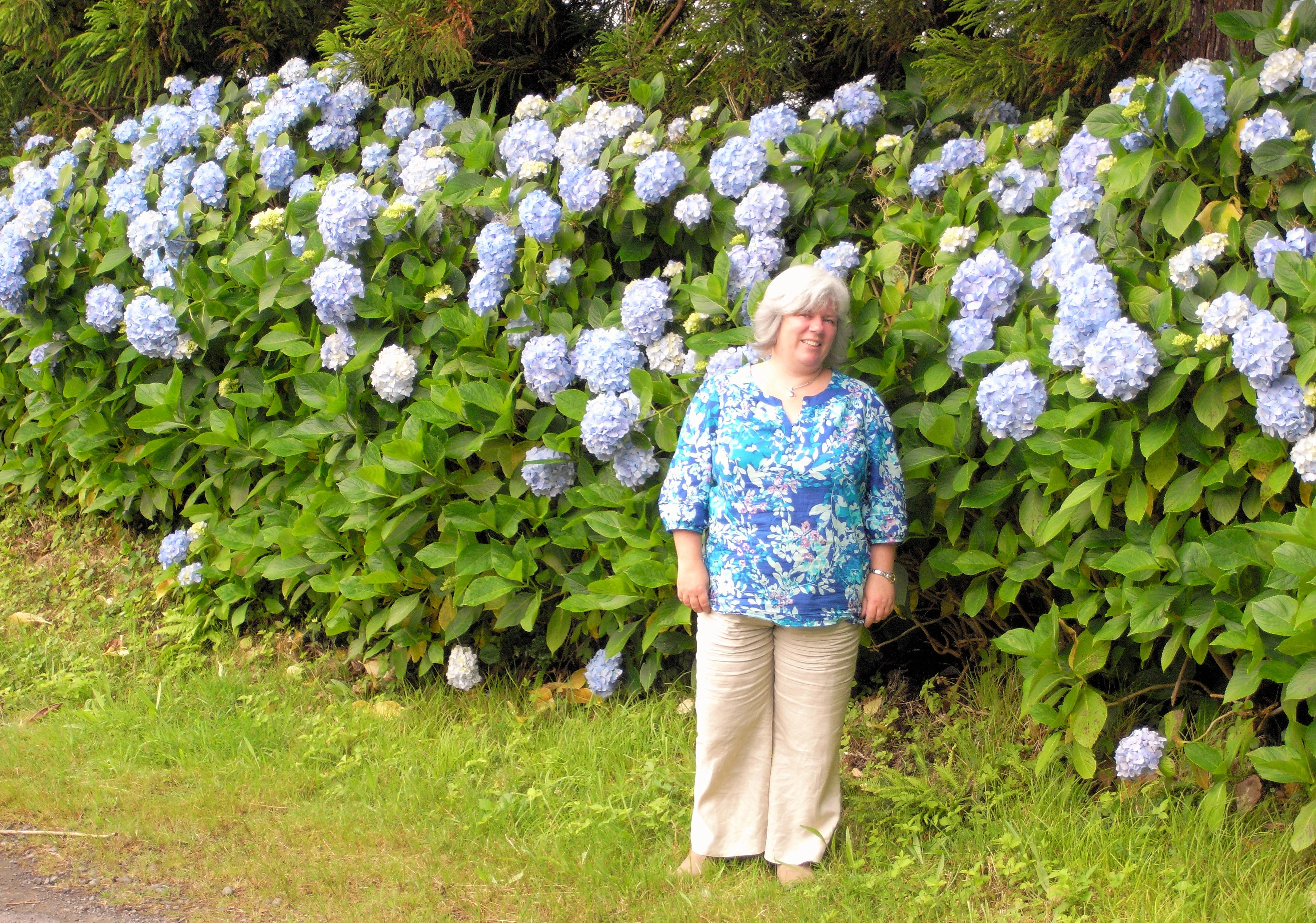 Caroline & Hydrangers, Azores, Portugal — photo by Jim Bennett