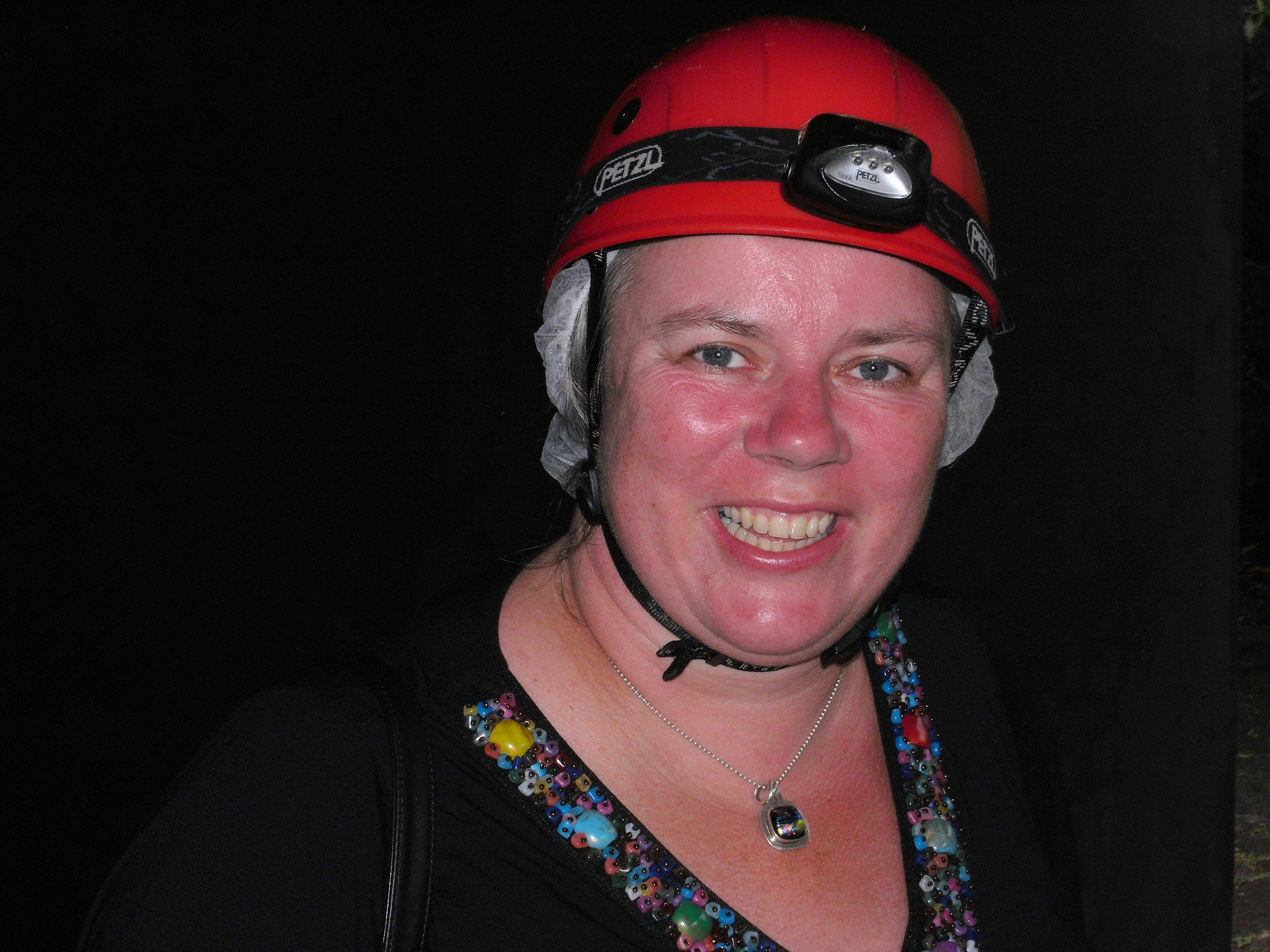 Caroline in  lava tube, Azores, Portugal — photo by Jim Bennett