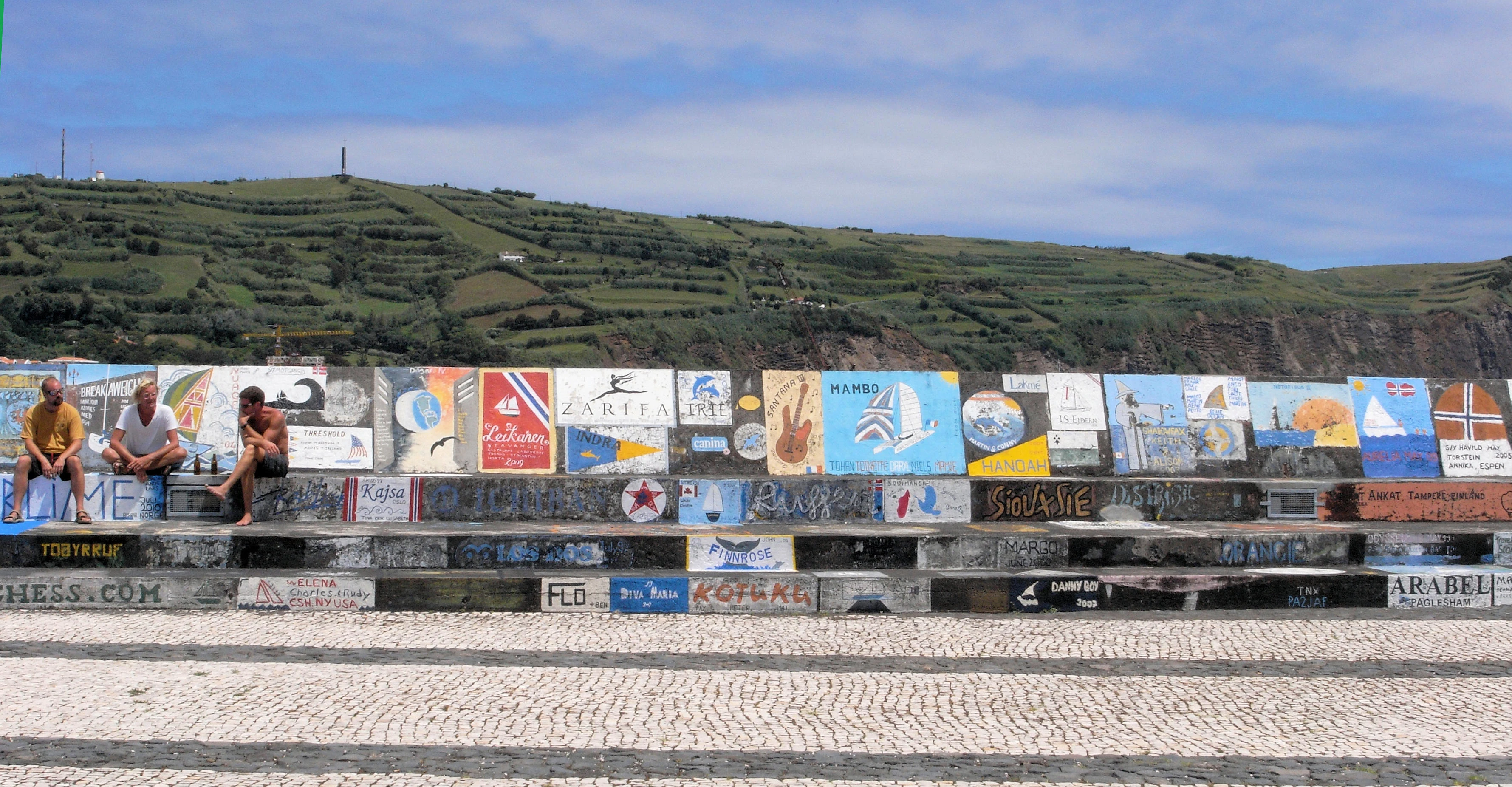 Harbour wall, Horta, Azores, Portugal — photo by Jim Bennett