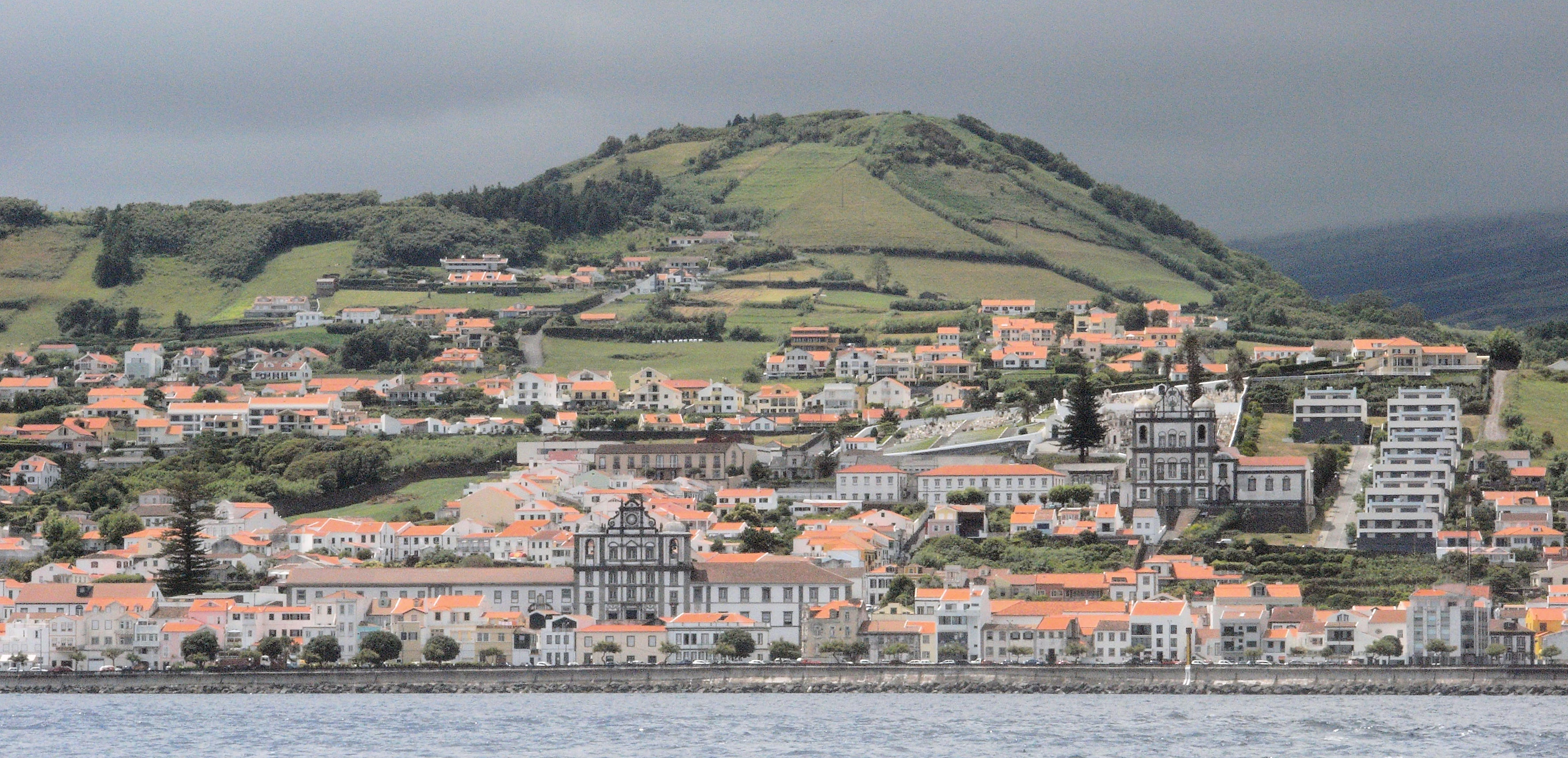 Horta from the Pico Ferry, Azores, Portugal — photo by Jim Bennett