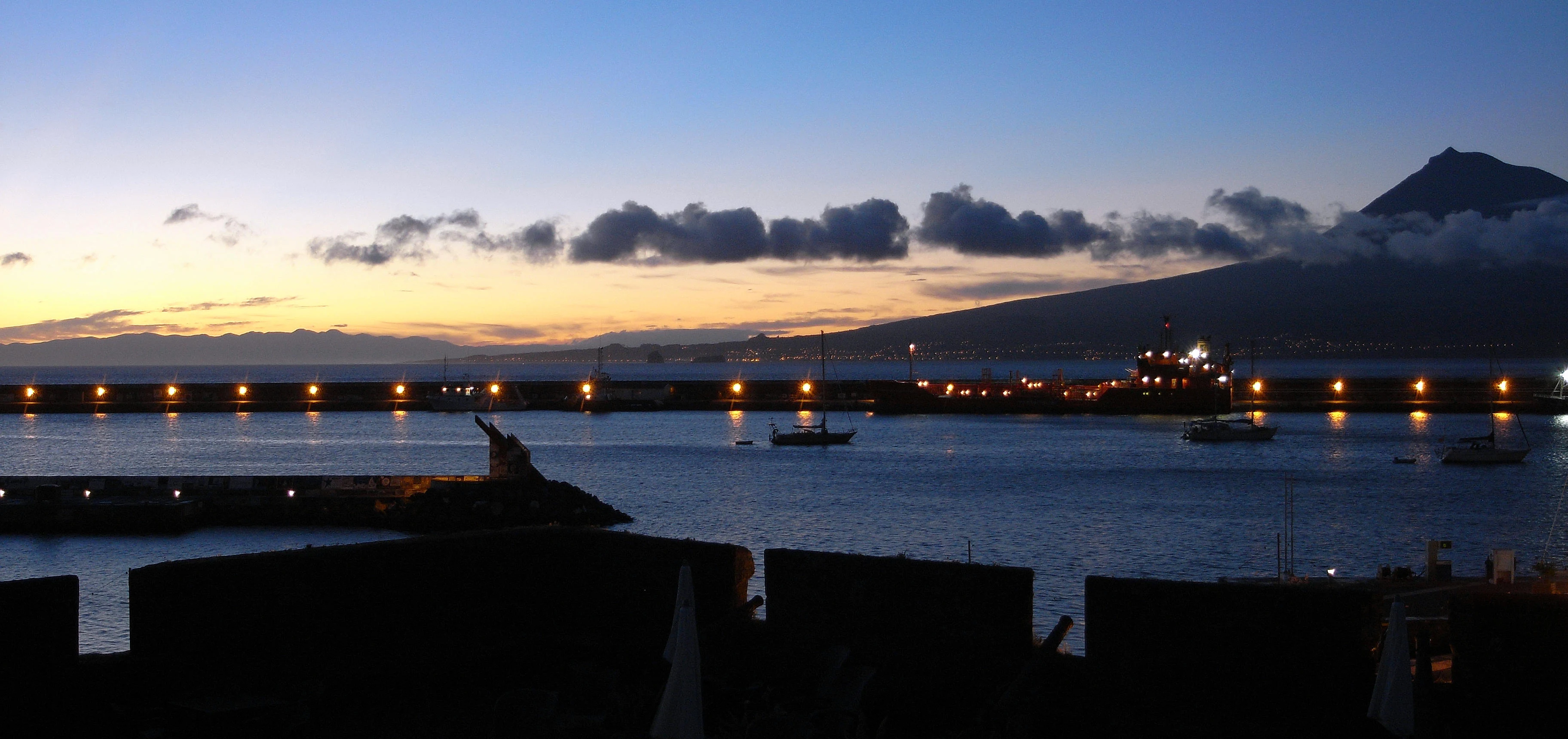 Pico at dawn, Horta, Azores, Portugal — photo by Jim Bennett