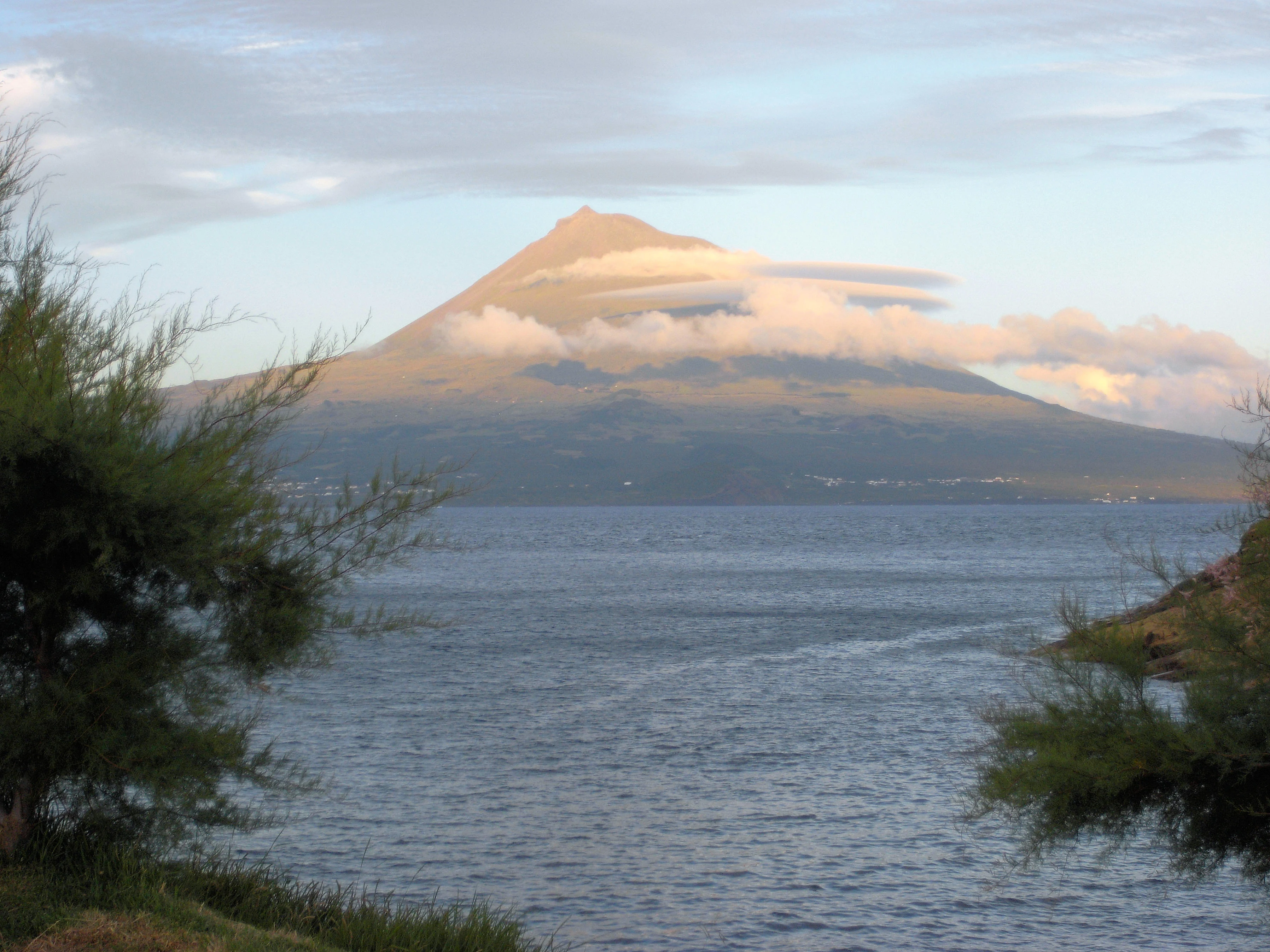 Pico in the evening, Horta, Azores, Portugal — photo by Jim Bennett