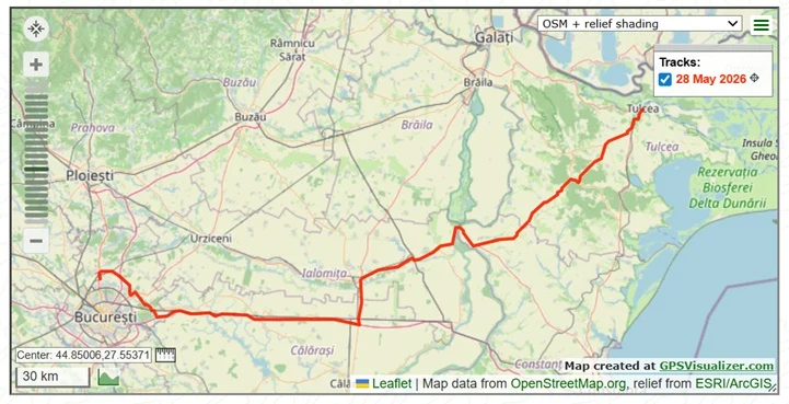 Day 10 map: Tulcea to Bucharest, Romania — photo by Jim Bennett