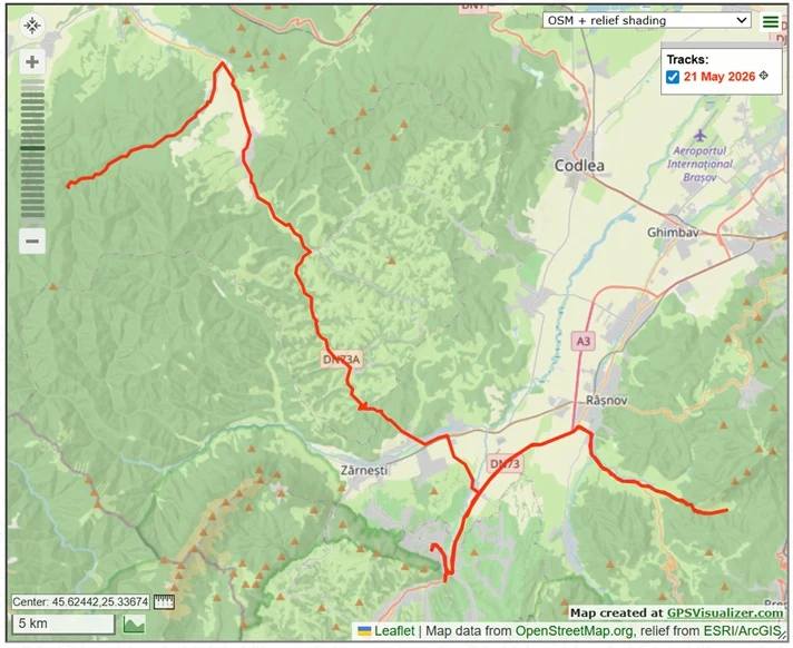 Day 3 map, Transylvania, Romania — photo by Jim Bennett