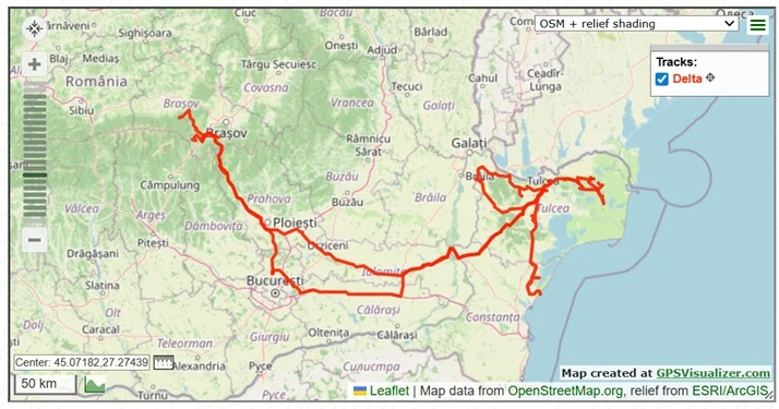 Day 1-10 map, Romania — photo by Jim Bennett