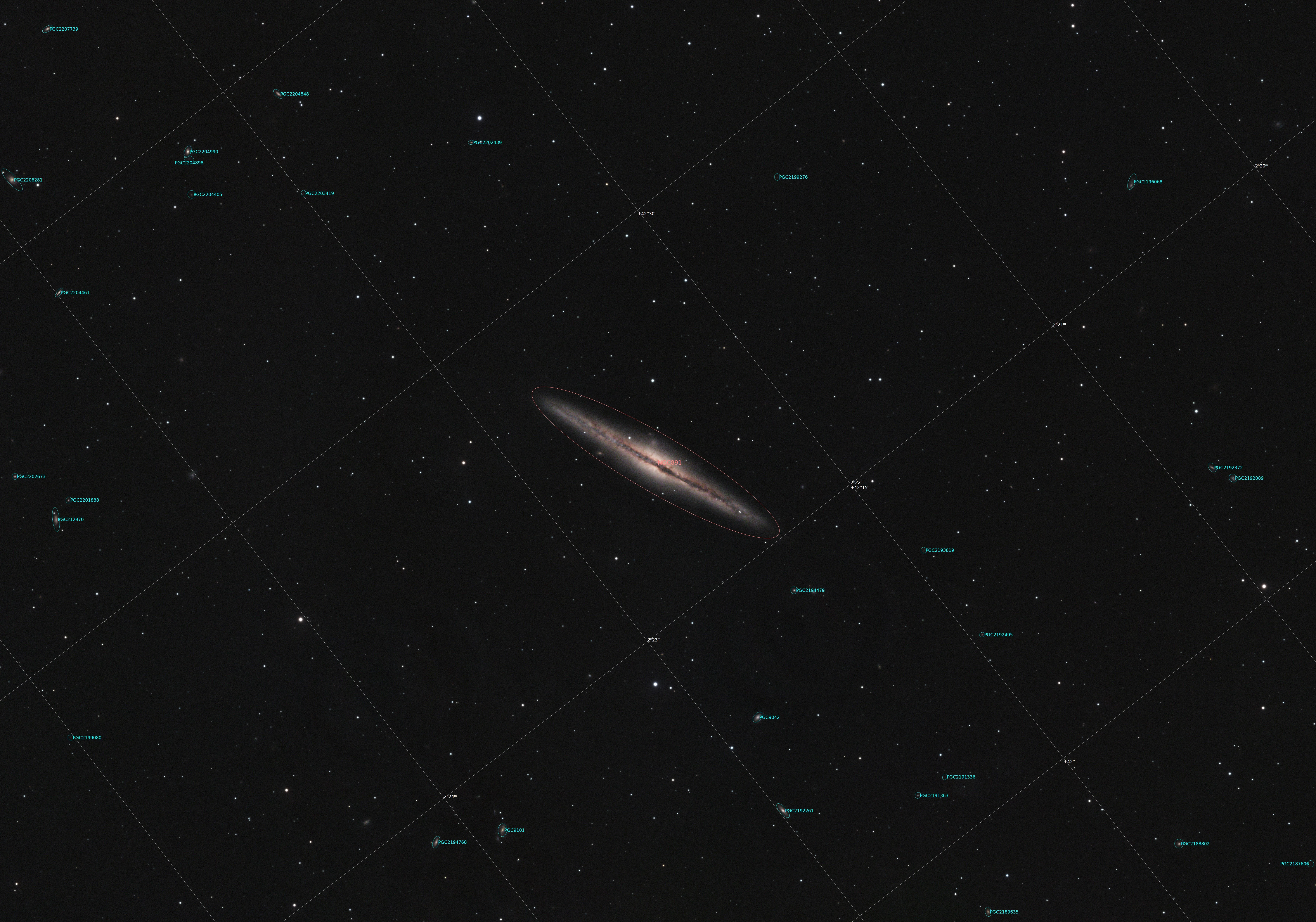 NGC 891 Galaxy, Eling, Hampshire, UK — photo by Orlando Prugel-Bennett