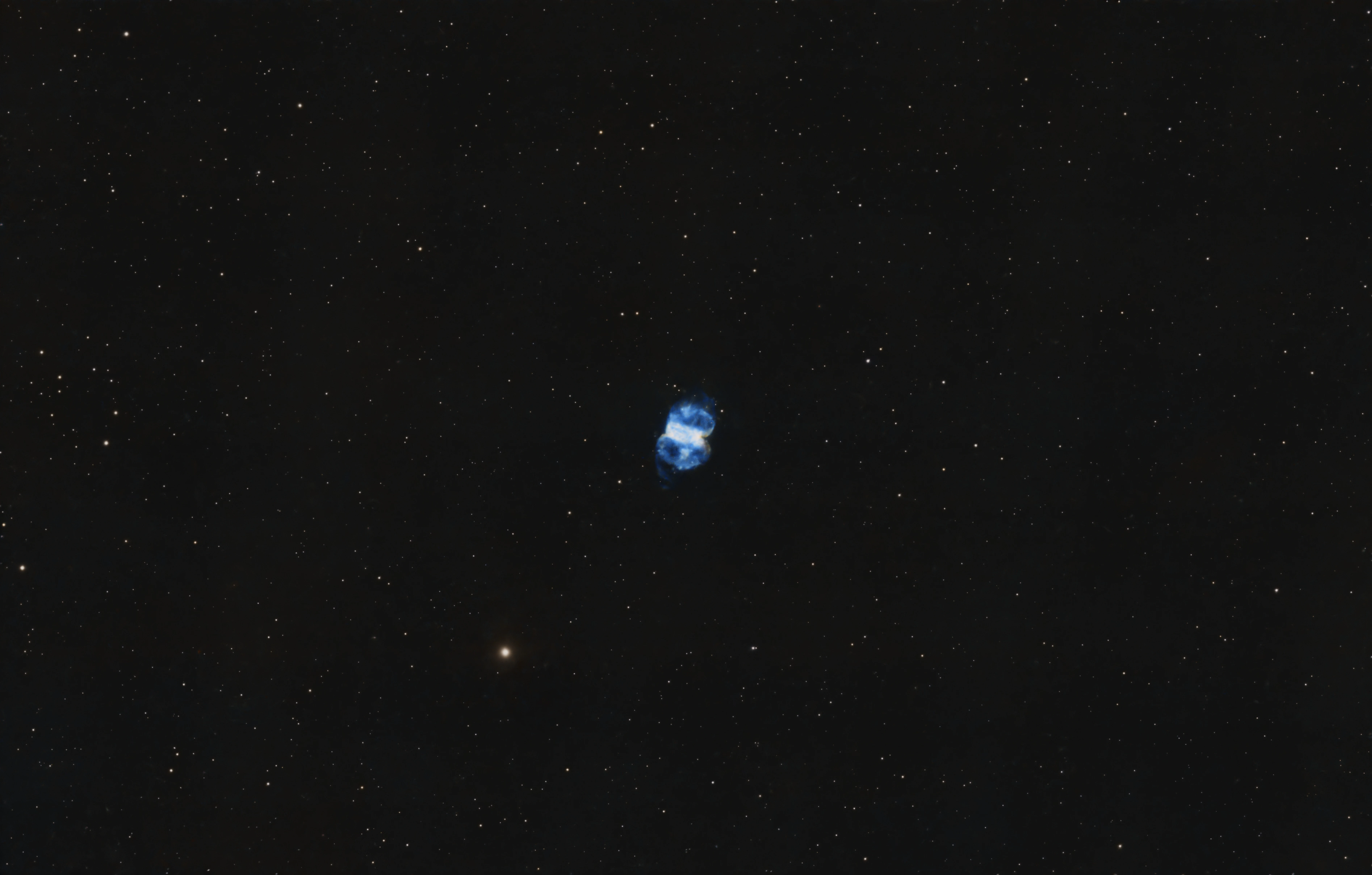 Little Dumbbell Nebula (M76), Eling, Hampshire, UK — photo by Orlando Prugel-Bennett