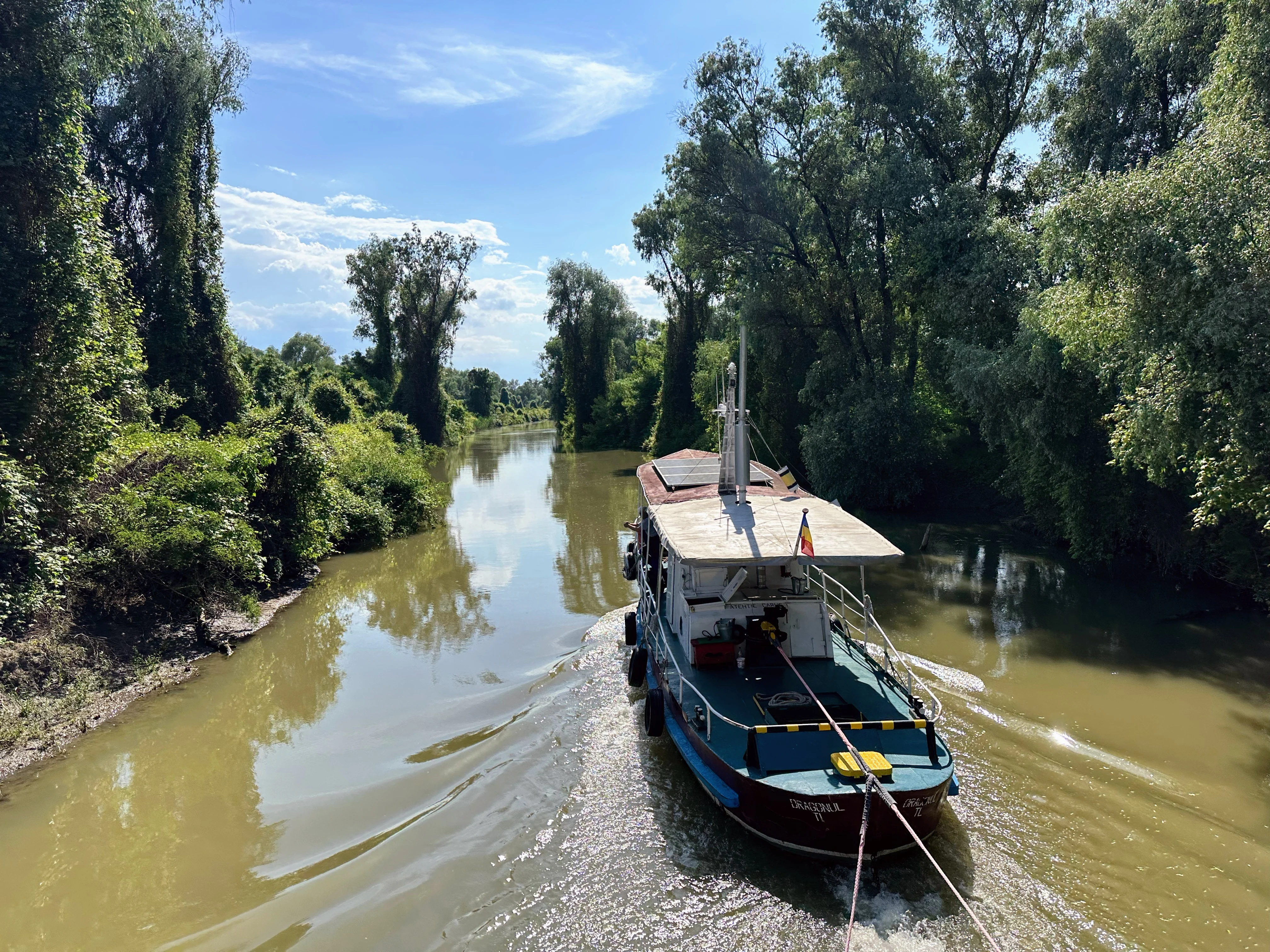 Tug boat on the danube, Danube Delta, Romania — photo by Orlando Prugel-Bennett
