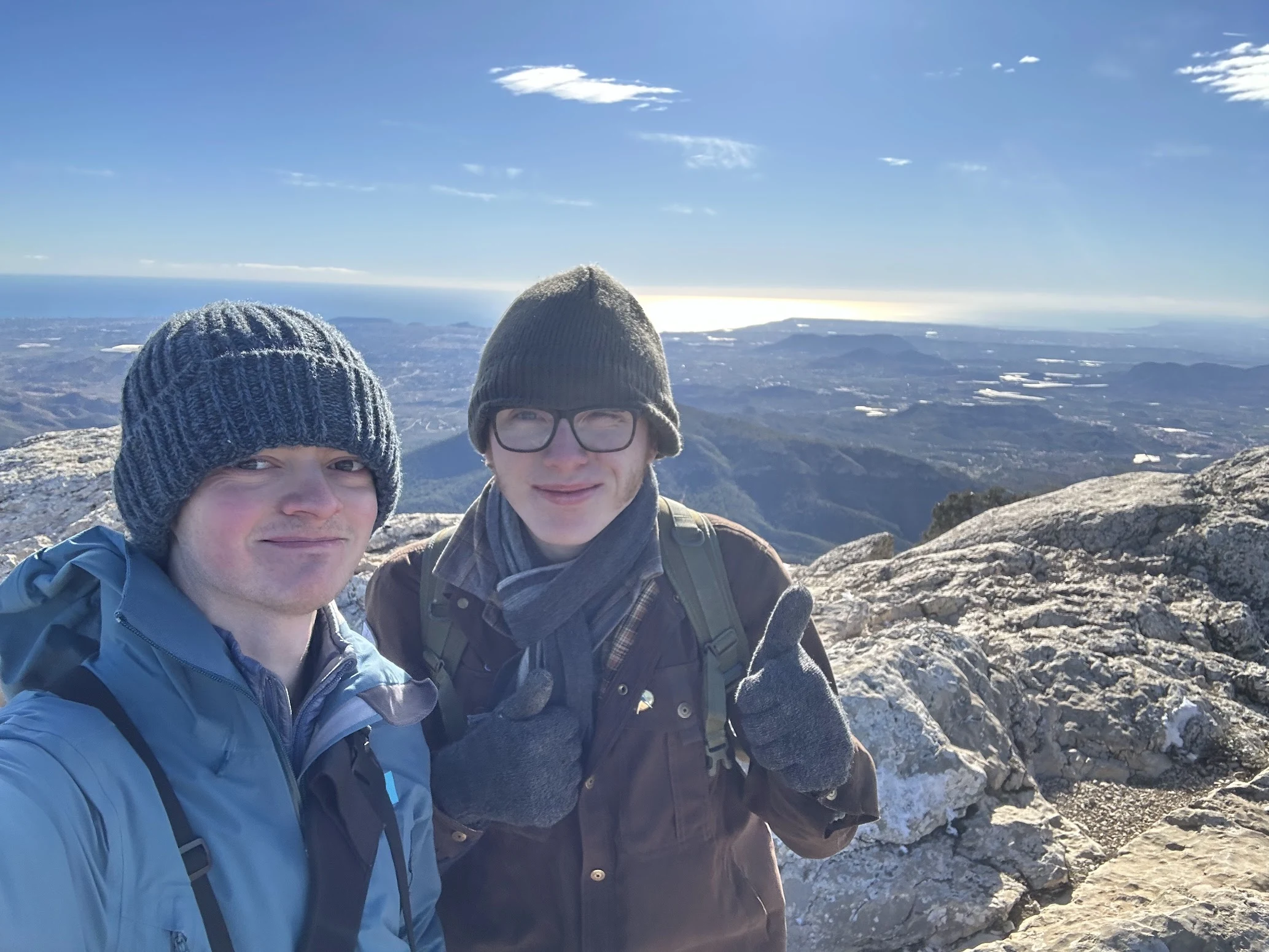 Me and John on Maigmó Summit (1296m), Maigmó, Alicante, Spain — photo by Orlando Prugel-Bennett