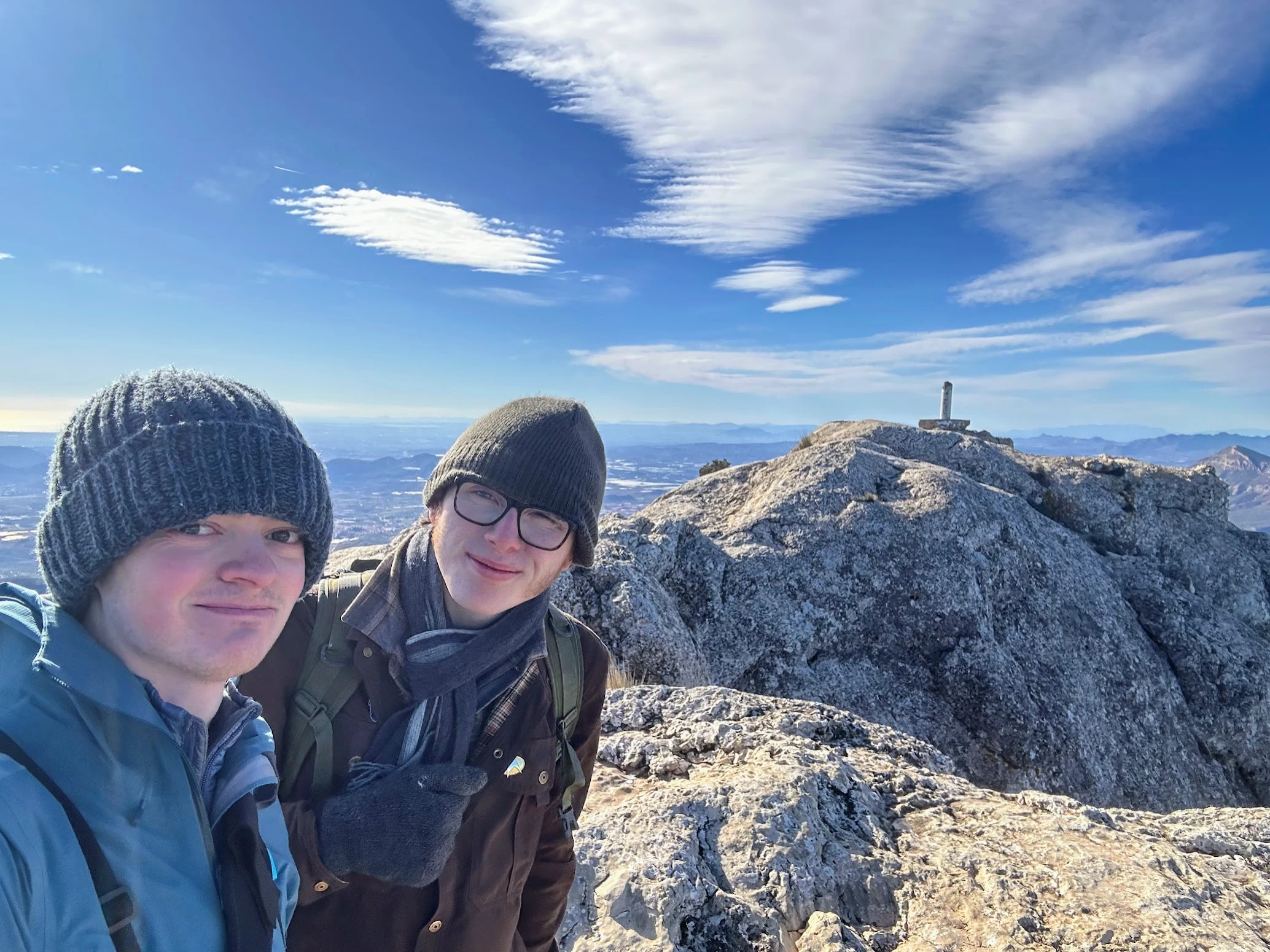 Me and John on Maigmó Summit (1296m), Maigmó, Alicante, Spain — photo by Orlando Prugel-Bennett