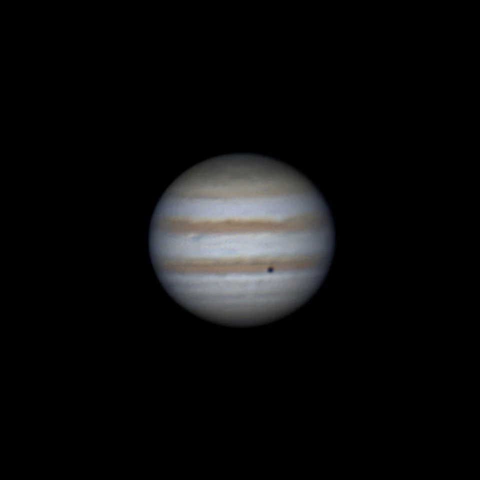 Jupiter with IO's shadow, Lancaster, UK — photo by Orlando Prugel-Bennett