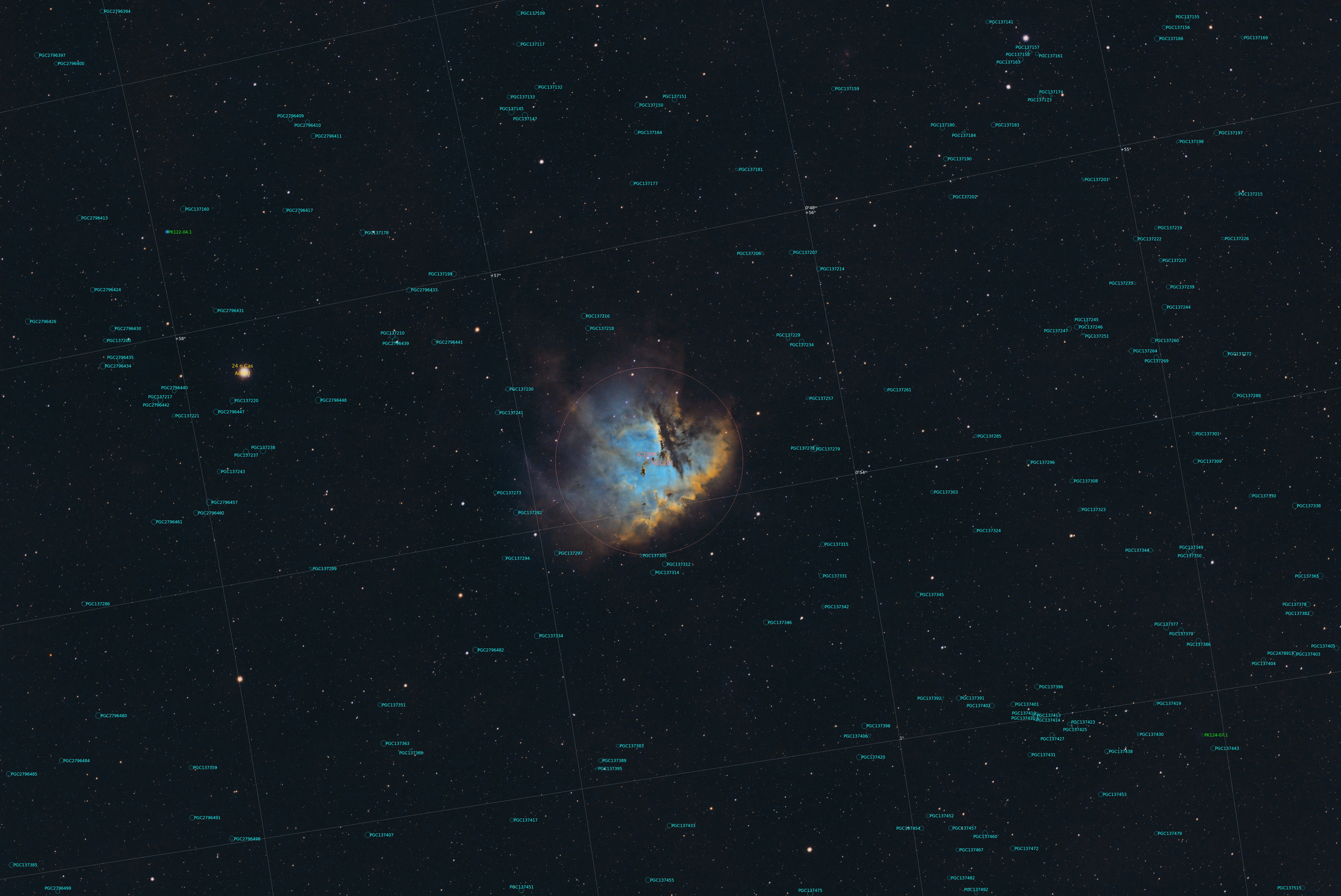 Pacman Nebula (Annotated), Eling, UK — photo by Orlando Prugel-Bennett