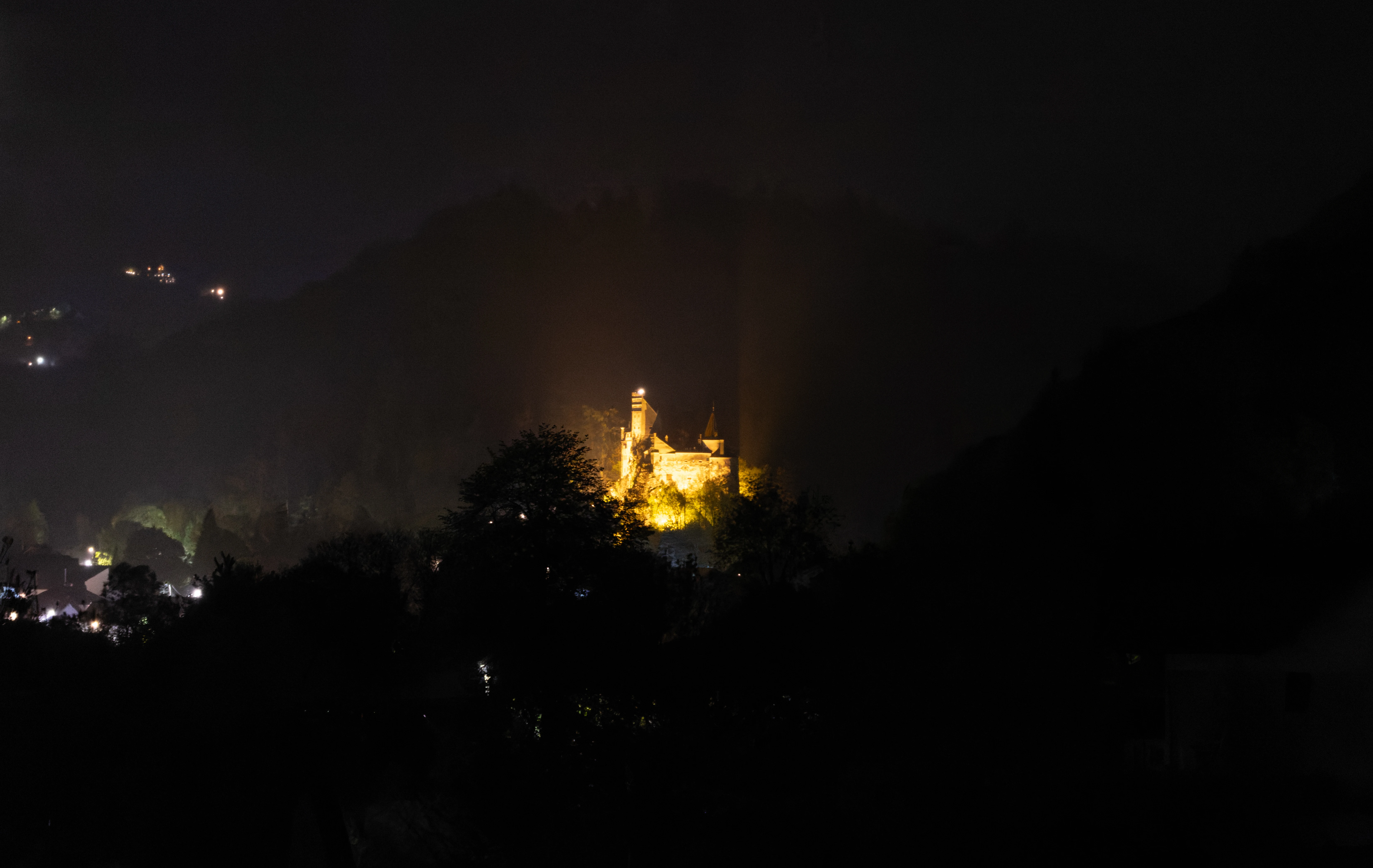 Bran Castle at night, Transylvania, Romania — photo by Orlando Prugel-Bennett