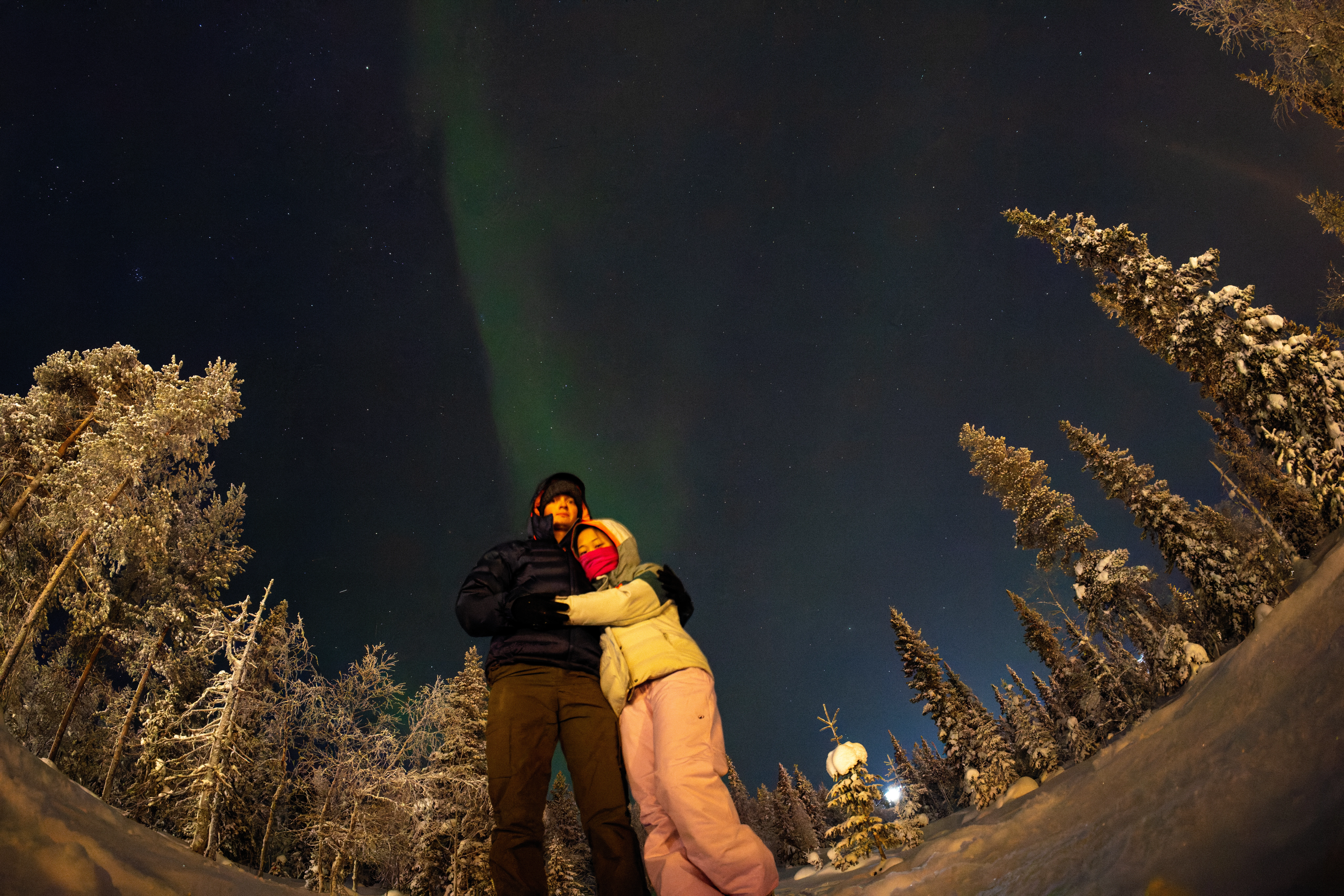 Watching the Aurora, Ÿllas, Finland — photo by Orlando Prugel-Bennett