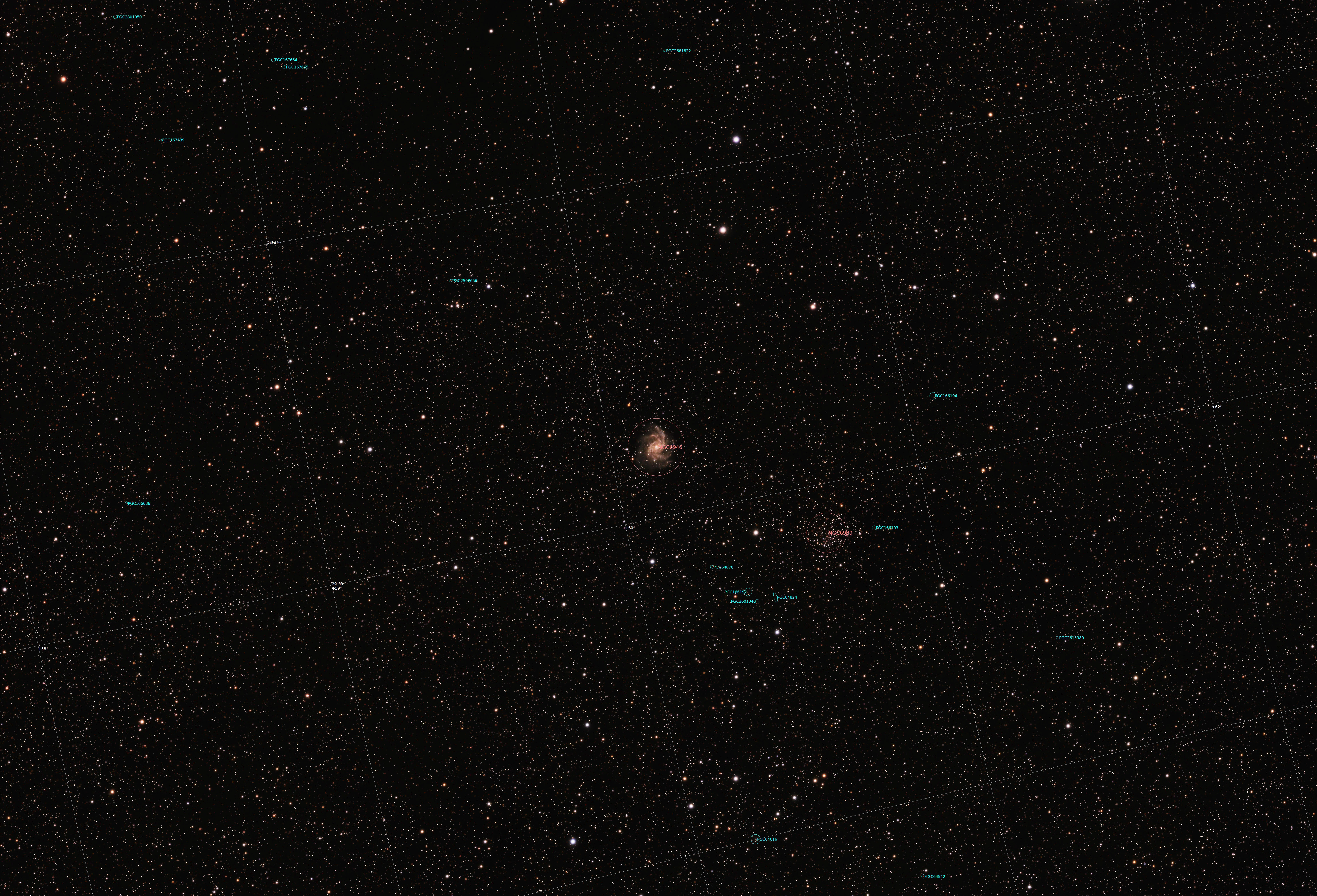 NGC 6949 (Annotated), Eling, UK — photo by Orlando Prugel-Bennett